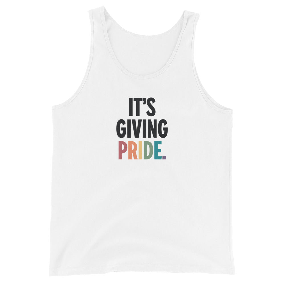 Camiseta sin mangas unisex "It's Giving Pride"