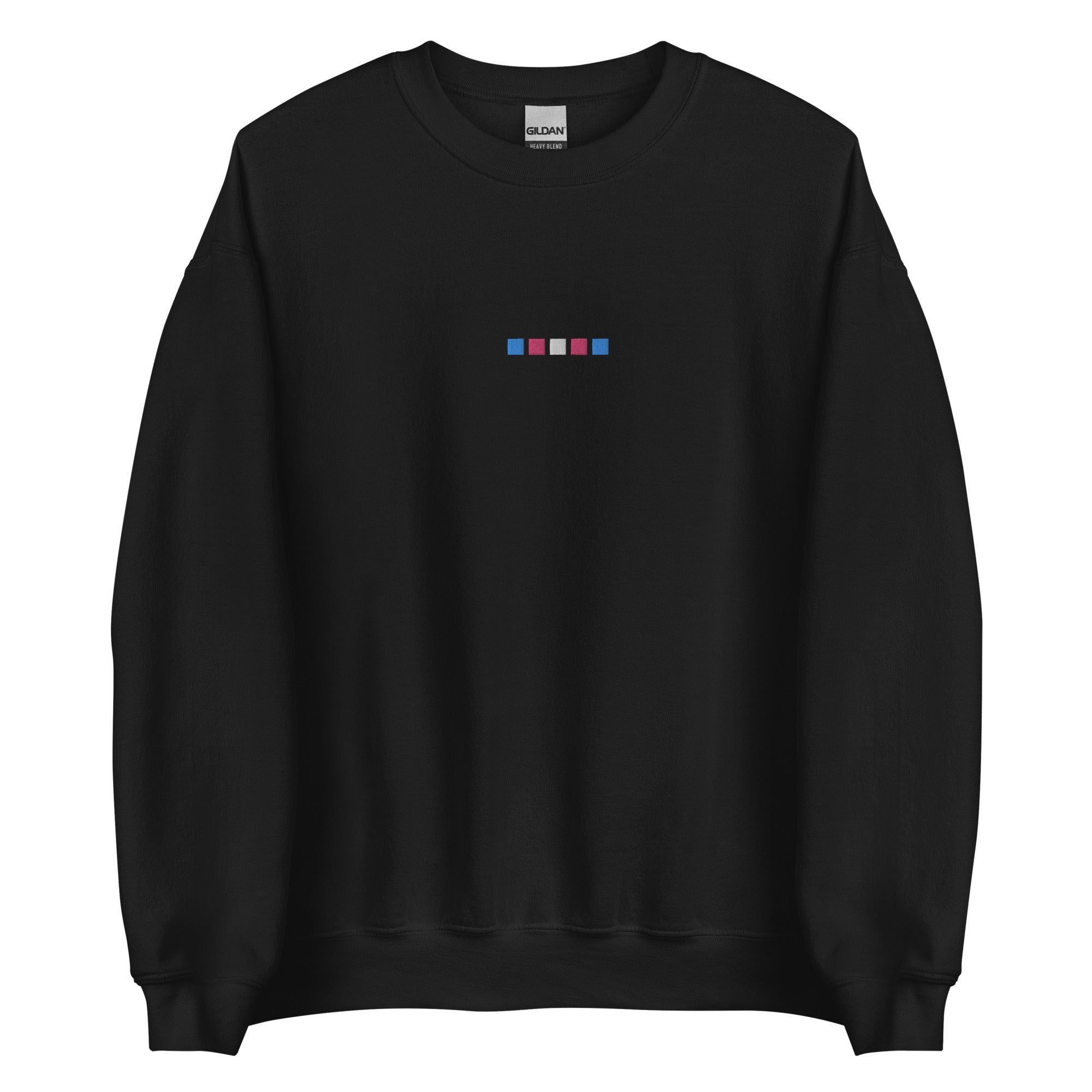 Sudadera unisex bordada con cuadrados trans