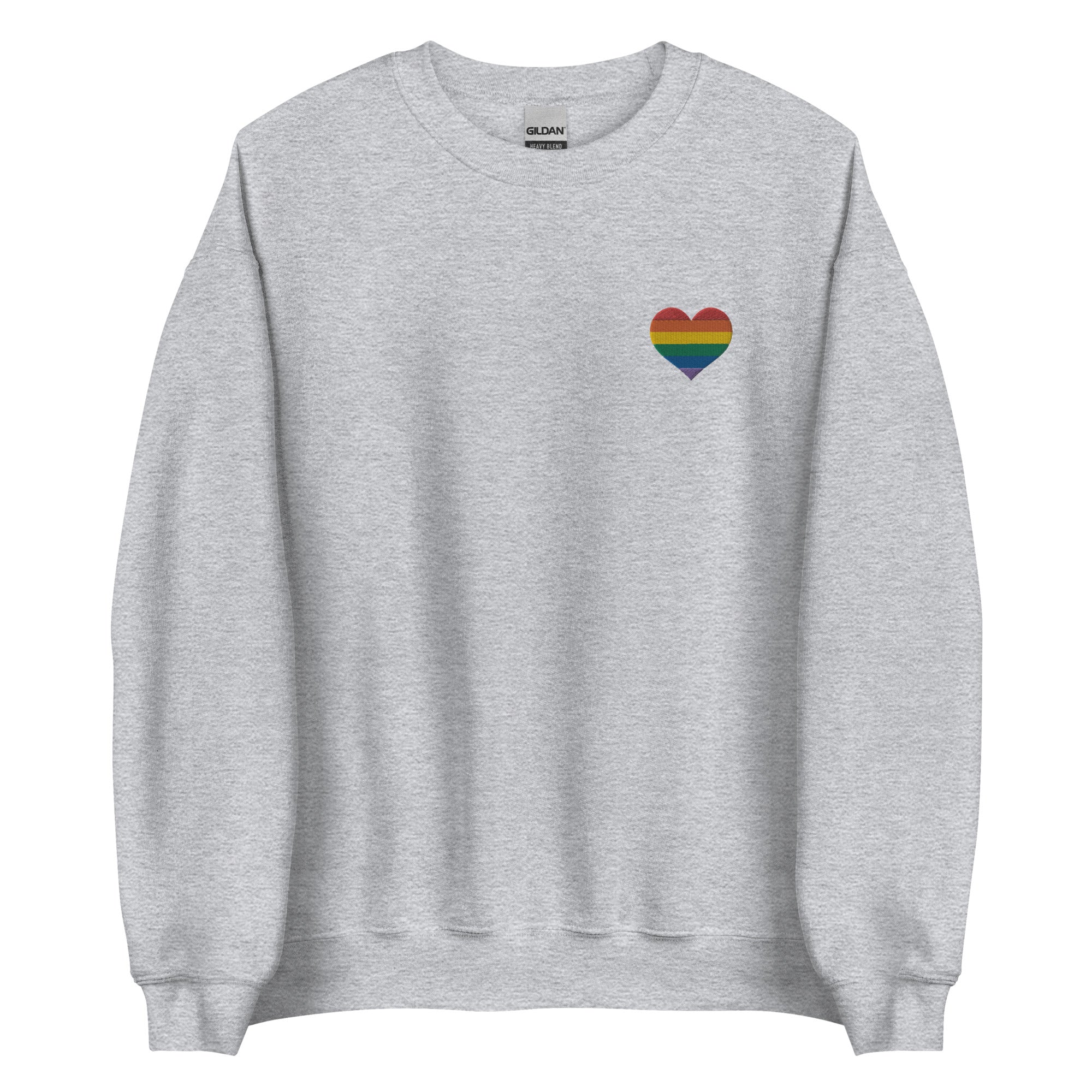 Sudadera unisex con corazón de arcoíris bordado