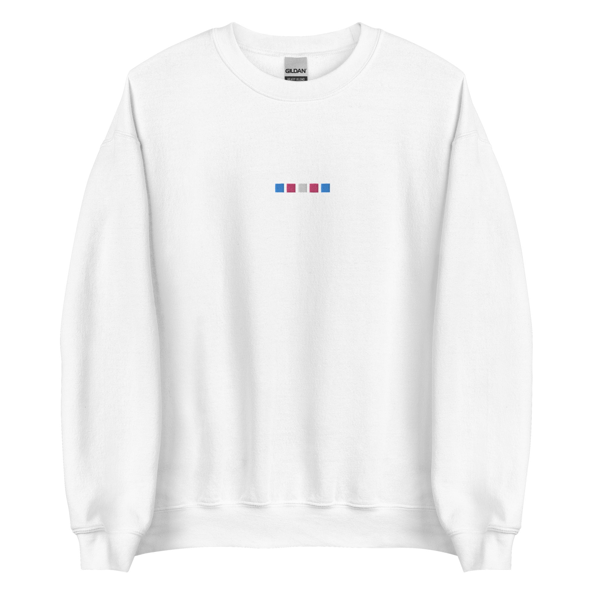 Sudadera unisex bordada con cuadrados trans