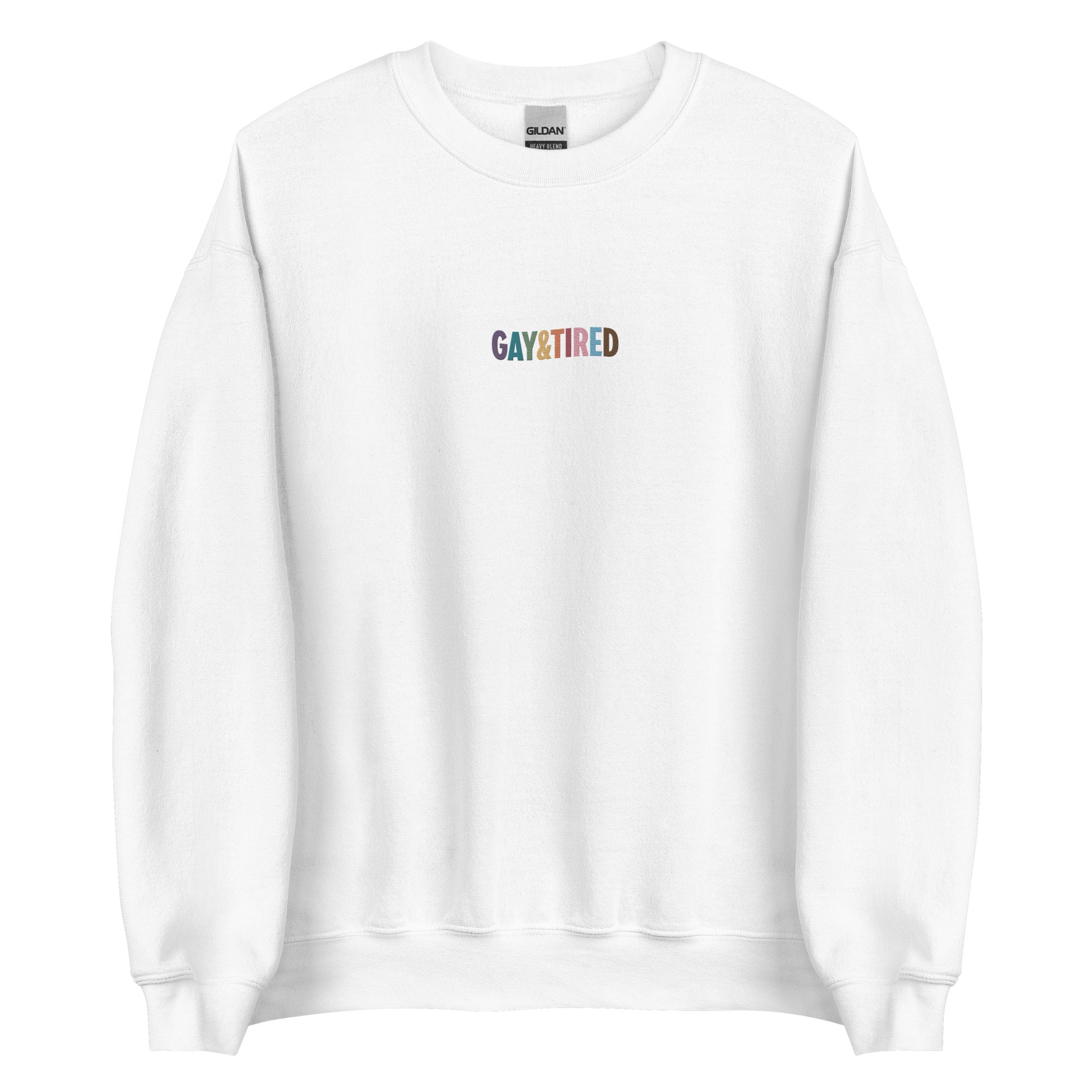 Sudadera unisex bordada con arcoíris de Gay & Tired