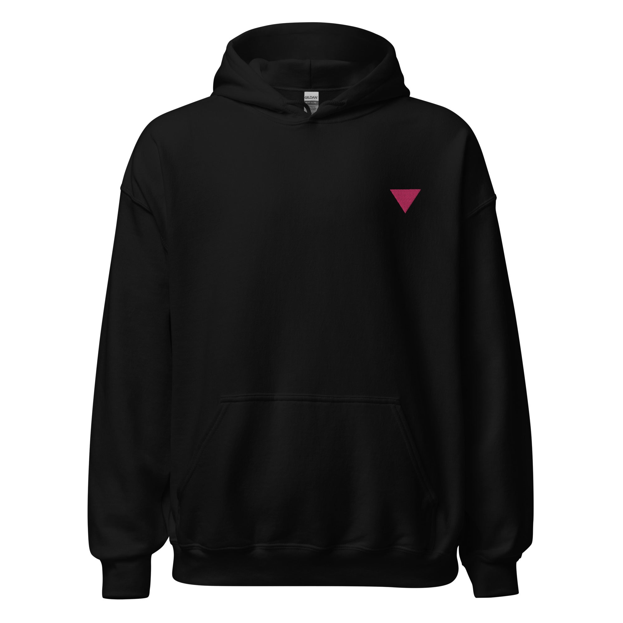 Sudadera unisex con capucha bordada con triángulos rosas