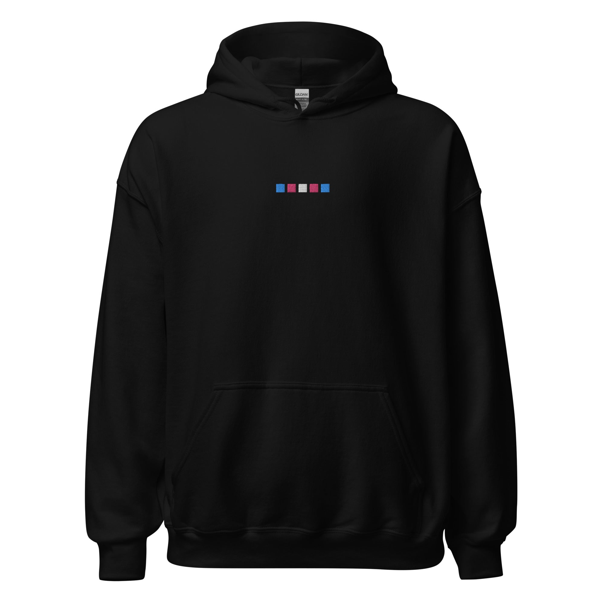 Sudadera unisex con capucha bordada con cuadrados trans