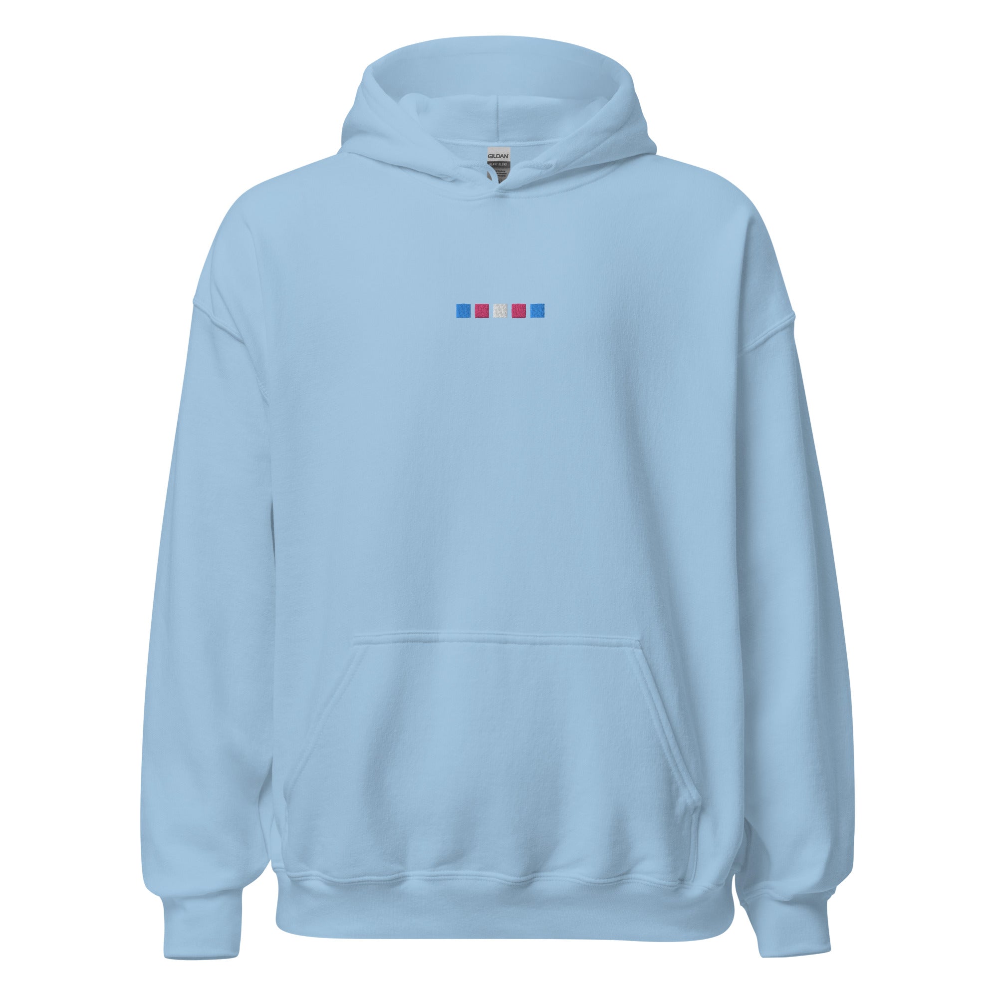 Sudadera unisex con capucha bordada con cuadrados trans