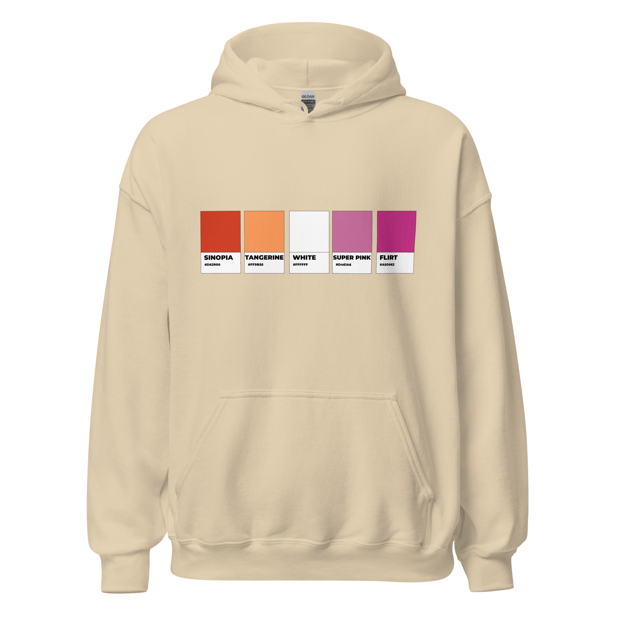 Sudadera unisex con capucha y muestra de colores lésbicos