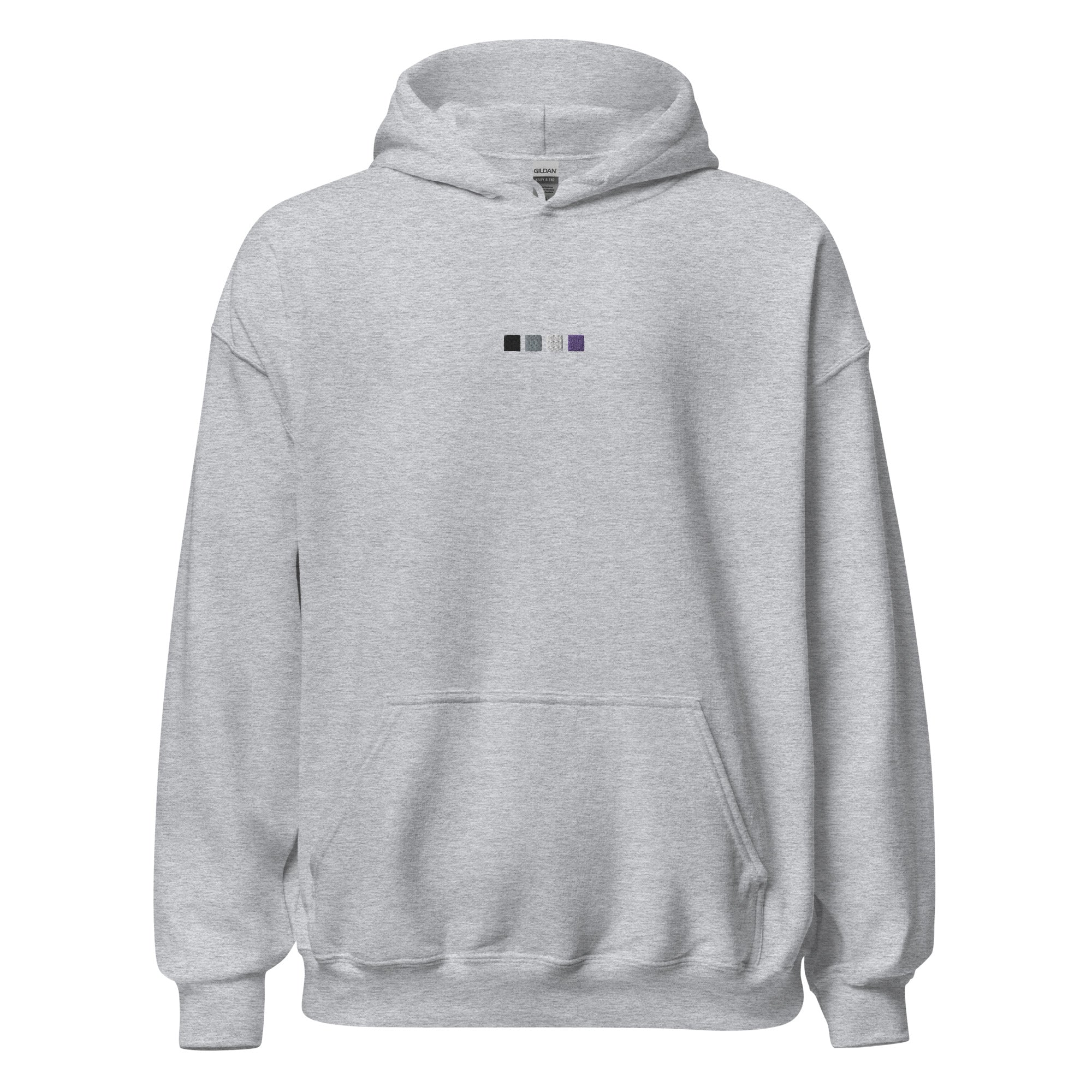 Sudadera unisex con capucha bordada con cuadrados asexuales