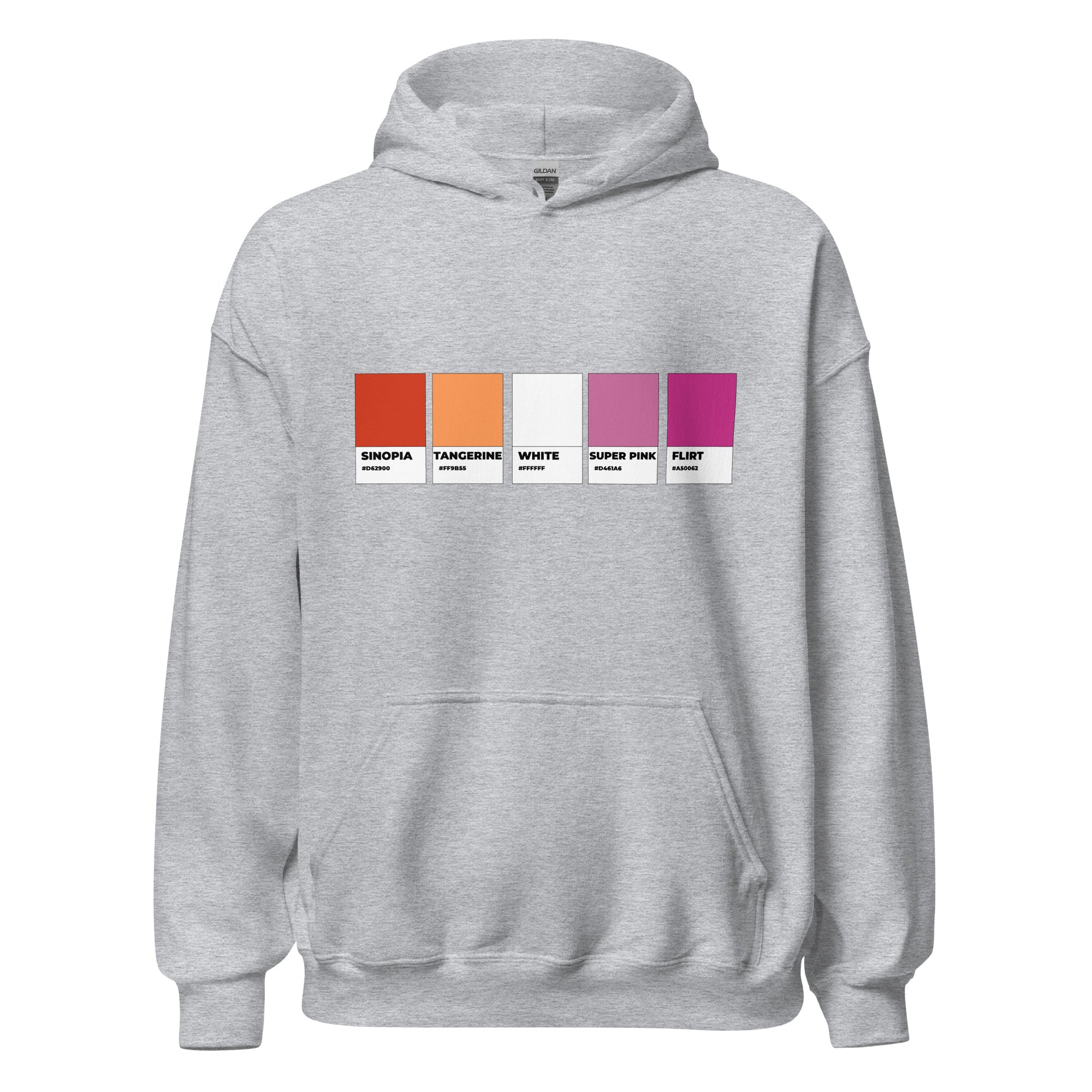 Sudadera unisex con capucha y muestra de colores lésbicos