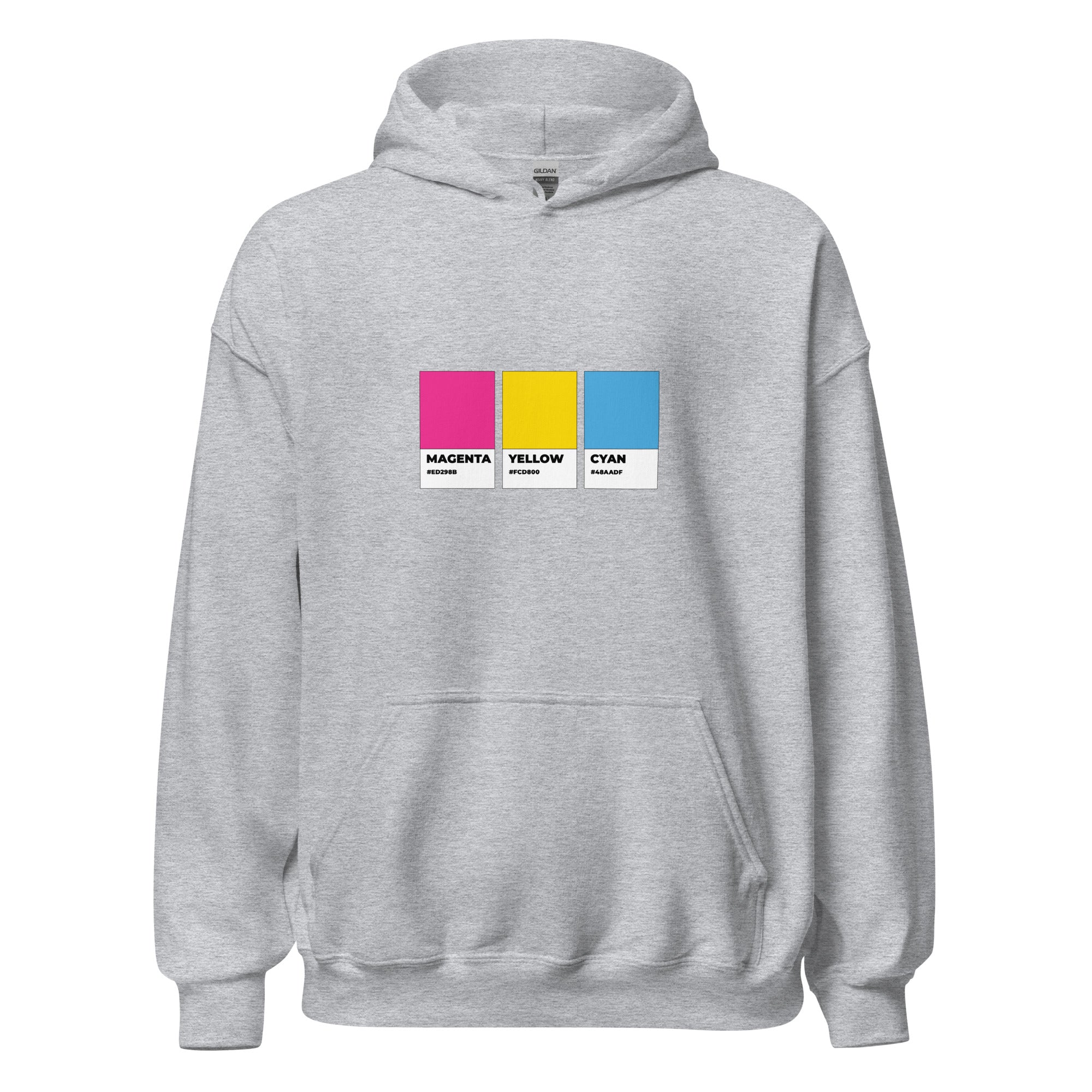 Sudadera unisex con capucha y muestra de colores pansexuales