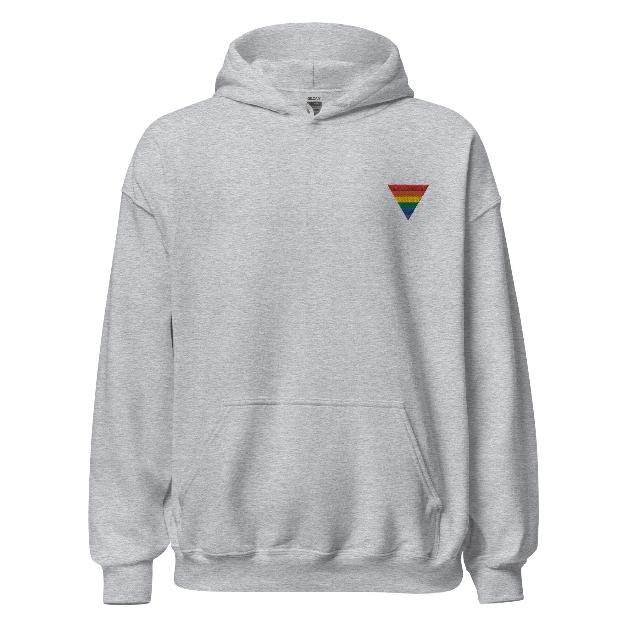 Sudadera unisex con capucha bordada con triángulos de arcoíris