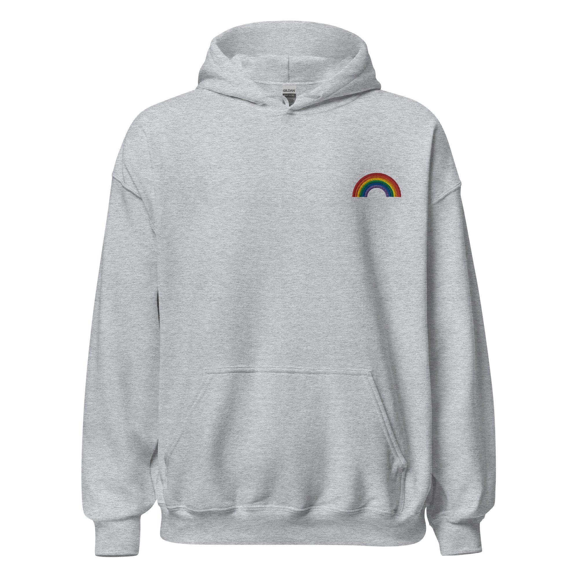 Sudadera unisex clásica con capucha bordada con arcoíris