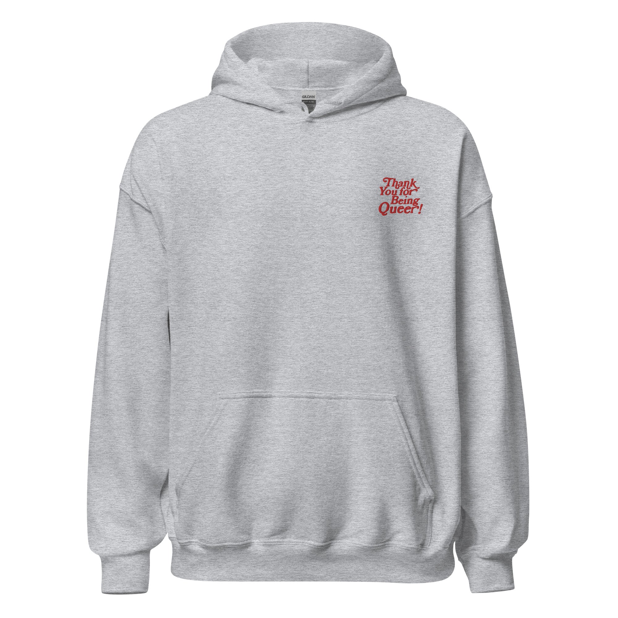 Sudadera unisex bordada con la frase "Gracias por ser queer"