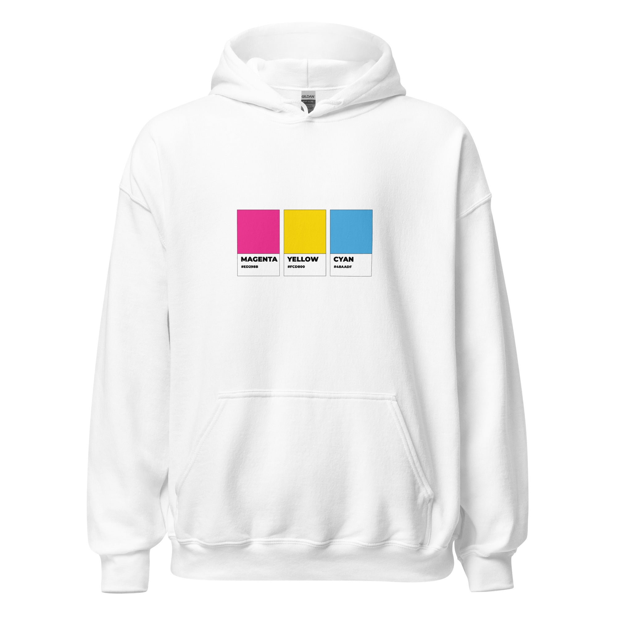 Sudadera unisex con capucha y muestra de colores pansexuales