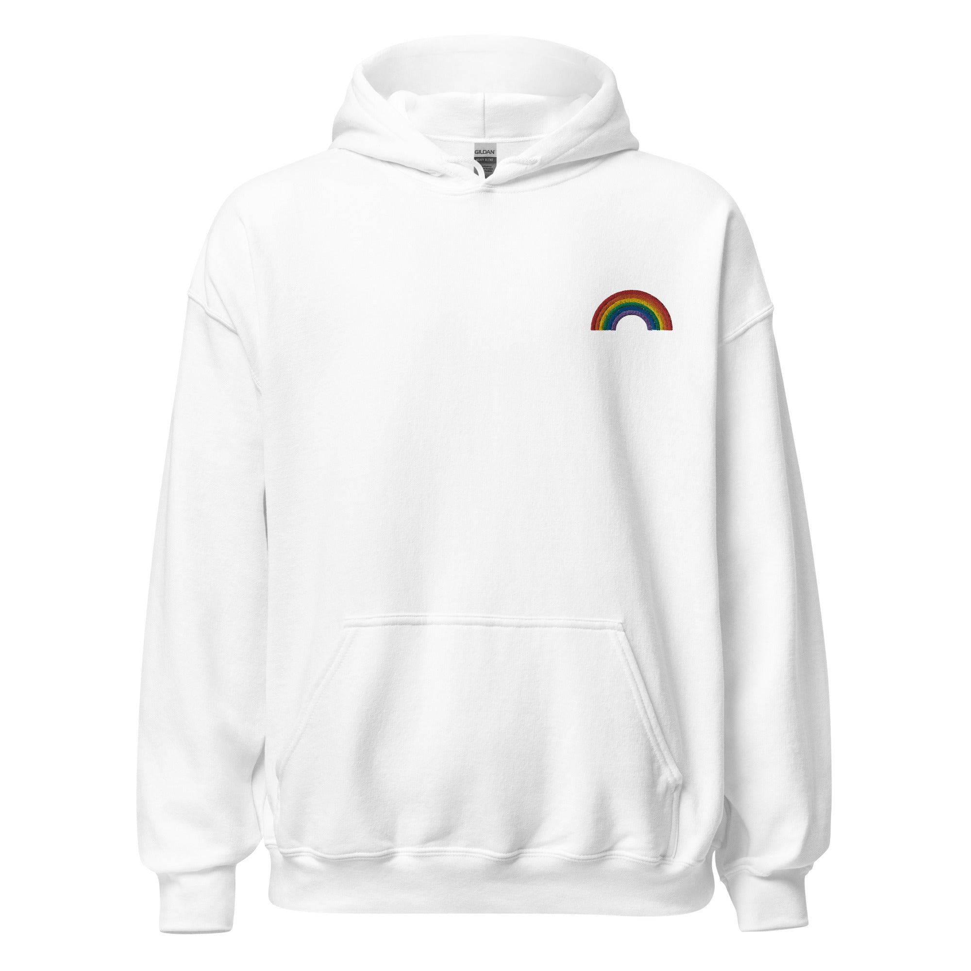 Sudadera unisex clásica con capucha bordada con arcoíris