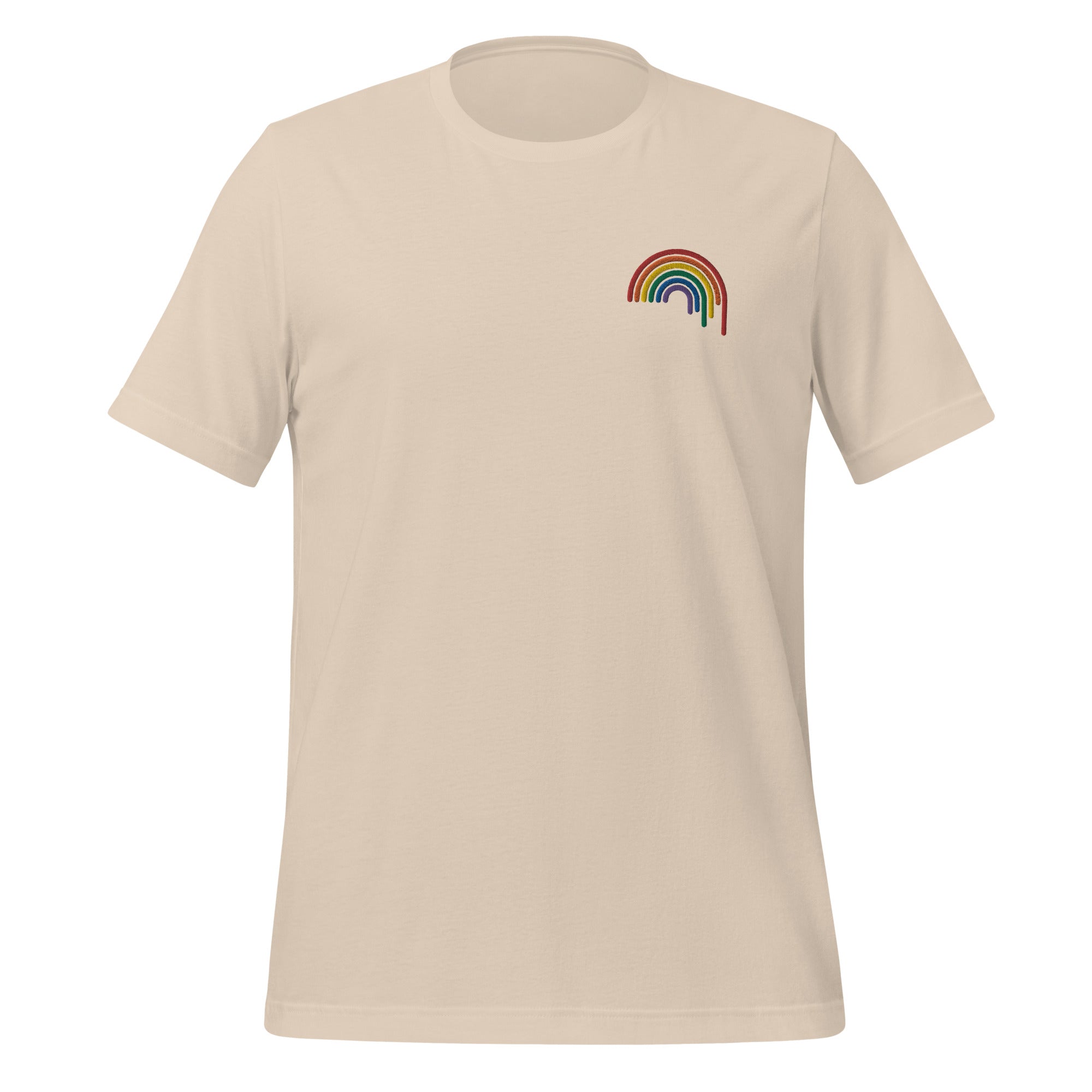 Camiseta bordada con goteo de arcoíris