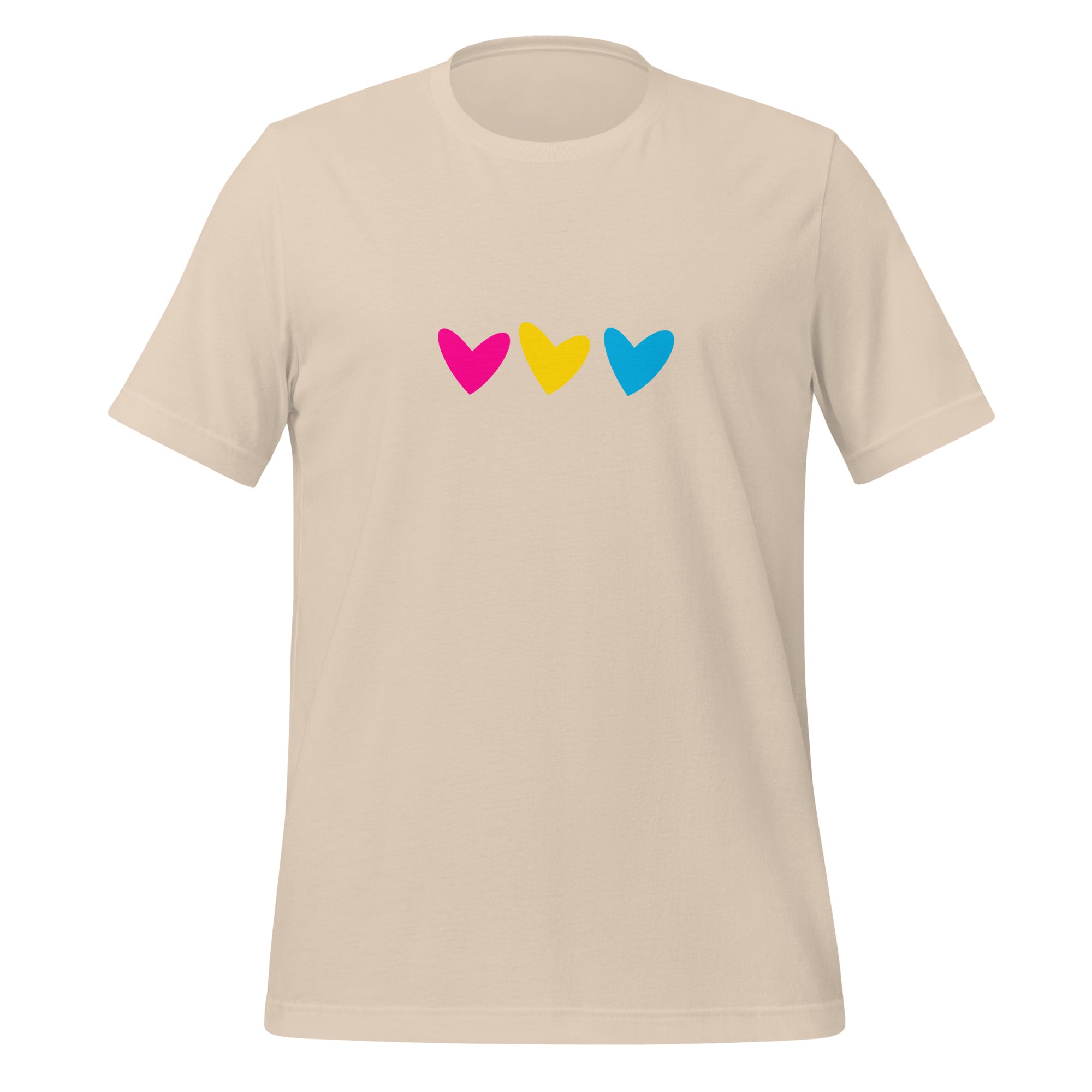Camiseta unisex con corazones pansexuales