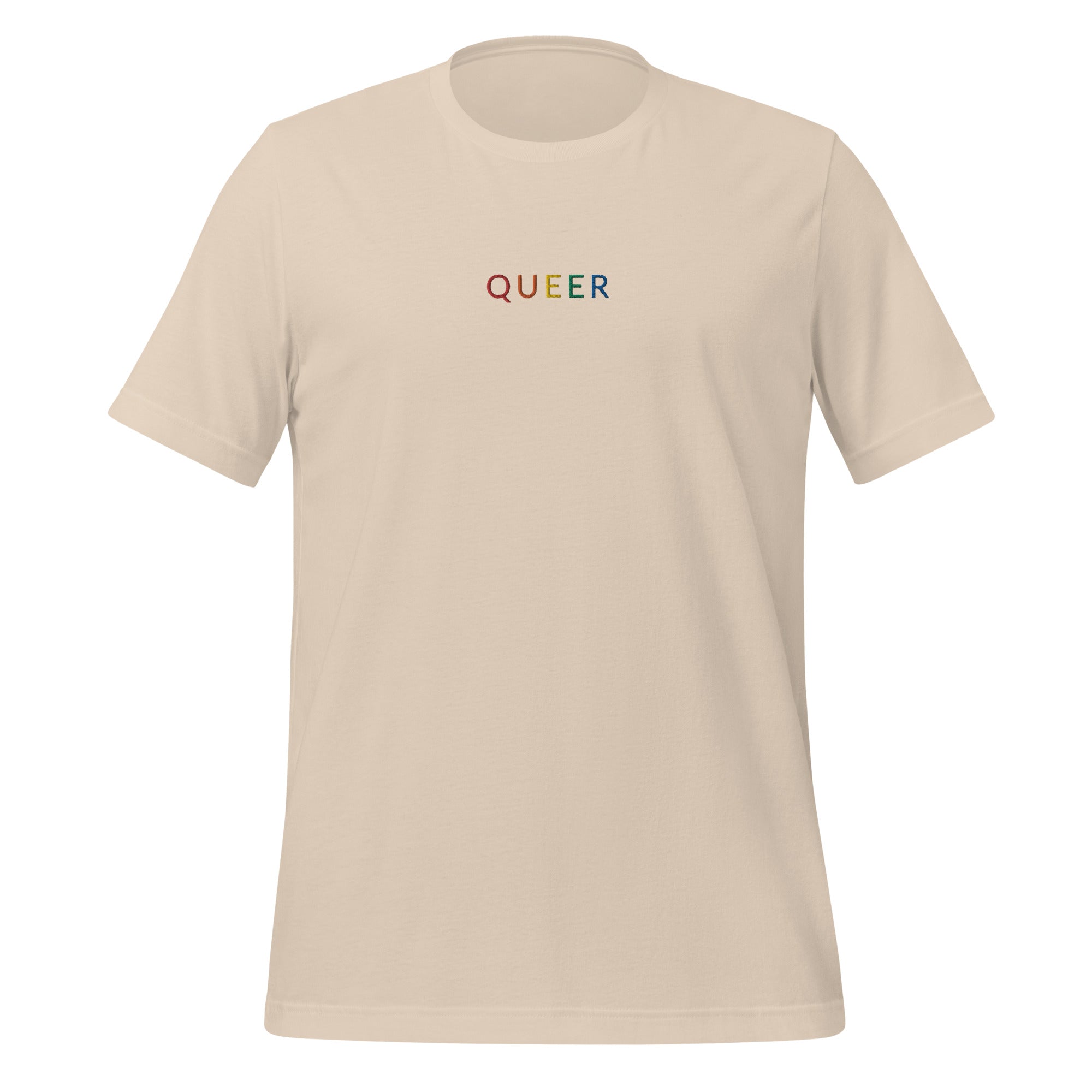Camiseta unisex bordada con el arcoíris queer