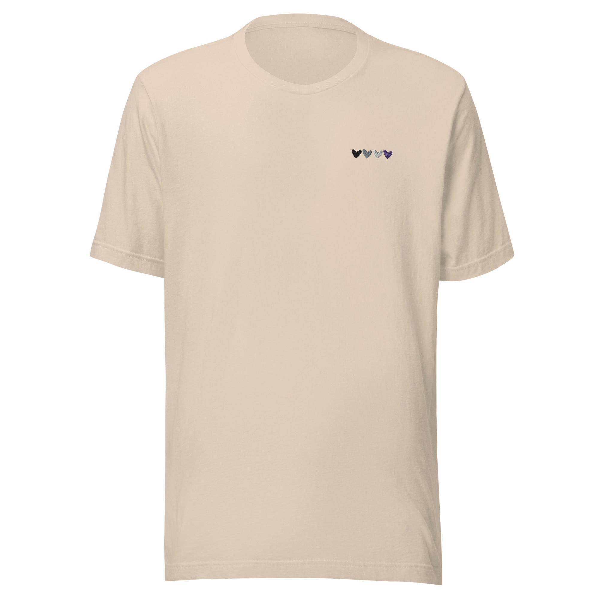 Camiseta unisex bordada con corazones asexuales