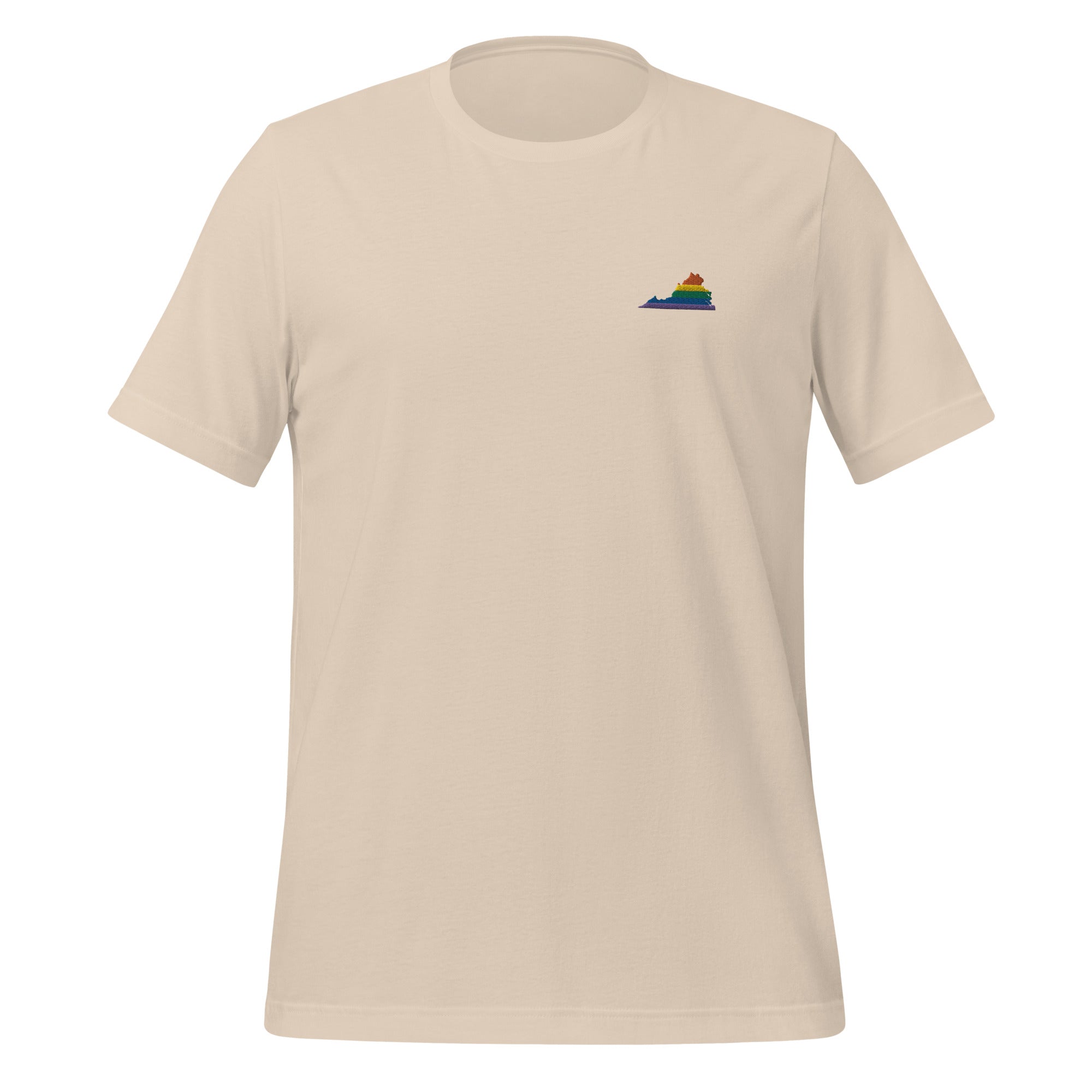 Camiseta unisex bordada con arcoíris de Virginia