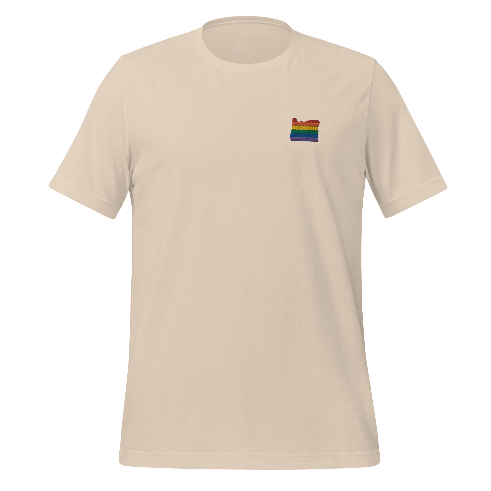 Camiseta unisex bordada con el arcoíris de Oregón