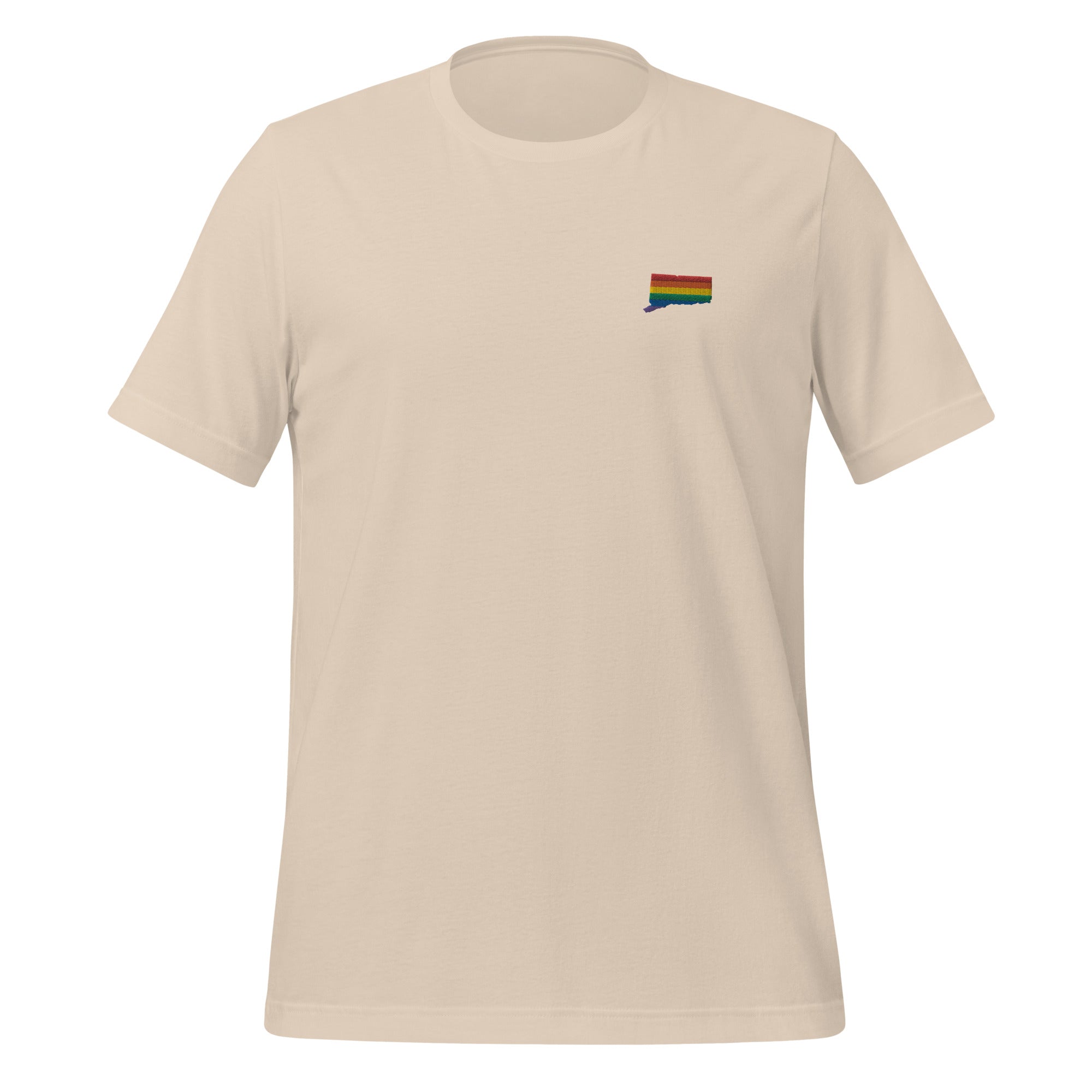 Camiseta unisex bordada con arcoíris de Connecticut