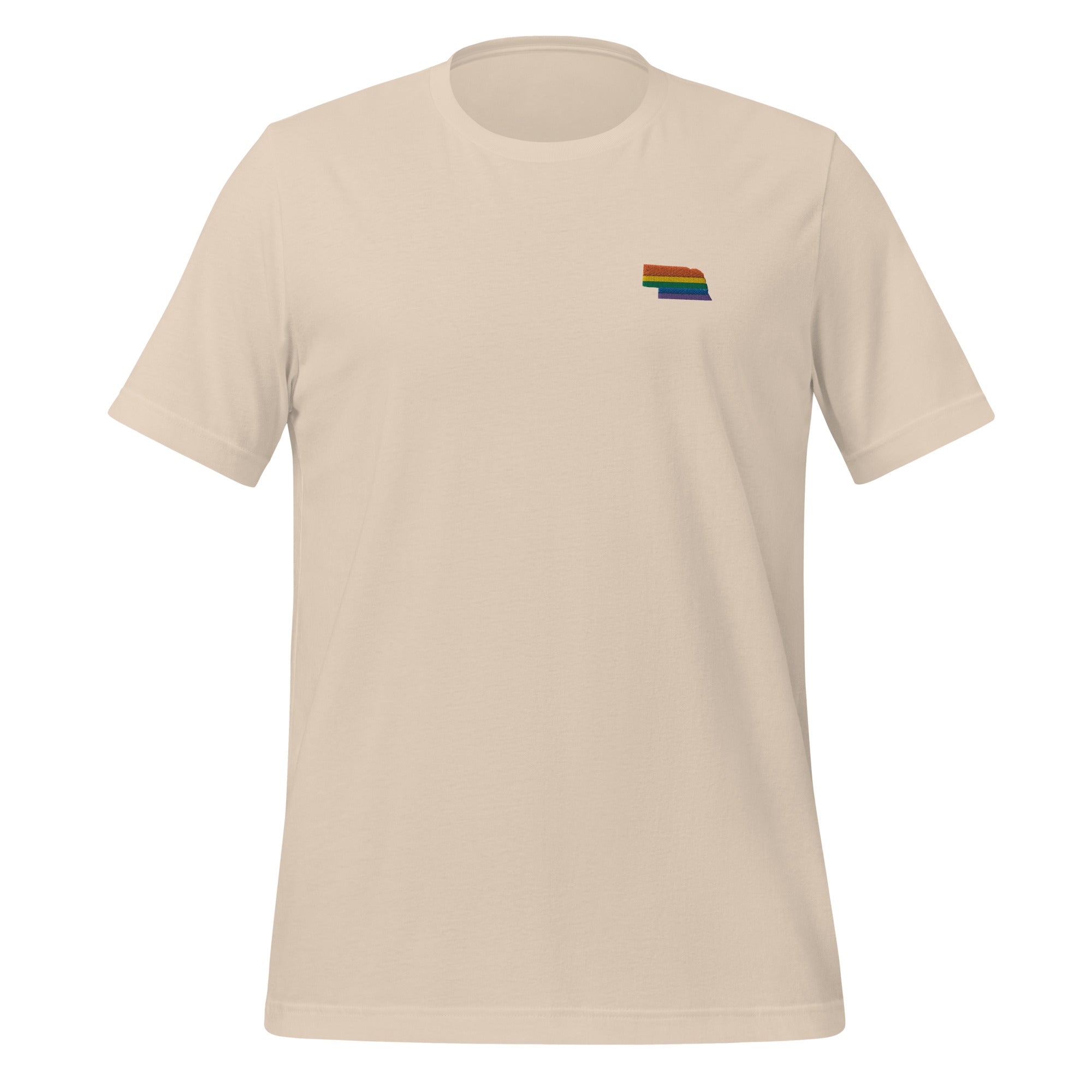 Camiseta unisex bordada con el arcoíris de Nebraska