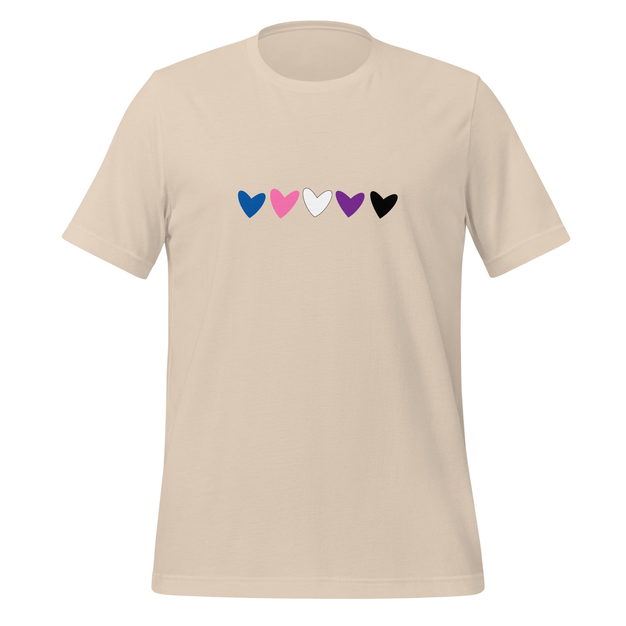 T-shirt unisexe « Genre fluide » avec cœurs