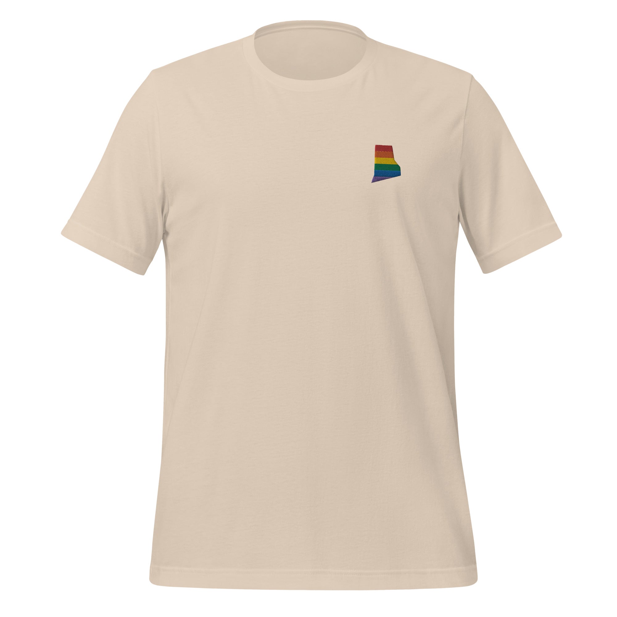 Camiseta unisex bordada con arcoíris de Rhode Island