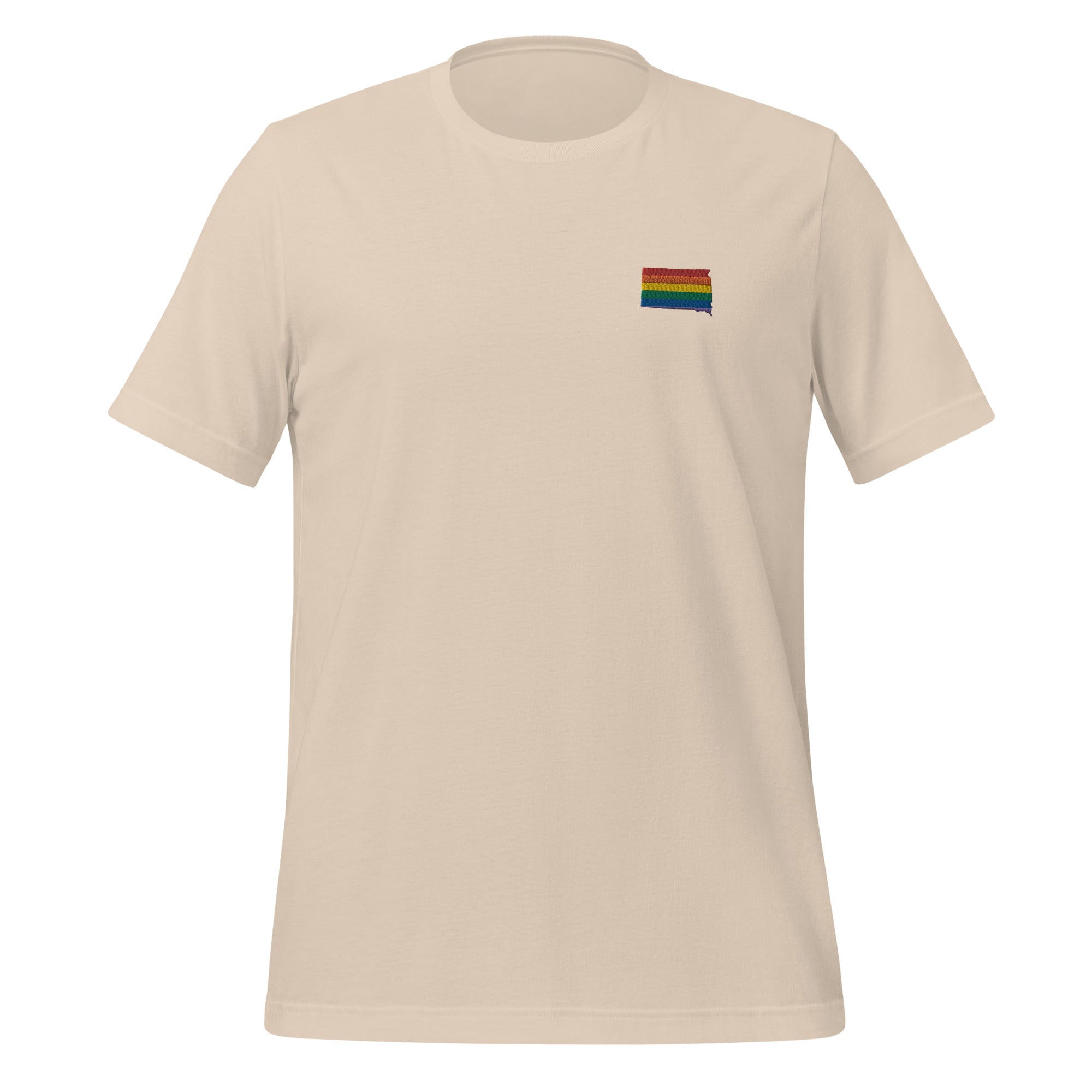 Camiseta unisex bordada con arcoíris de Dakota del Sur