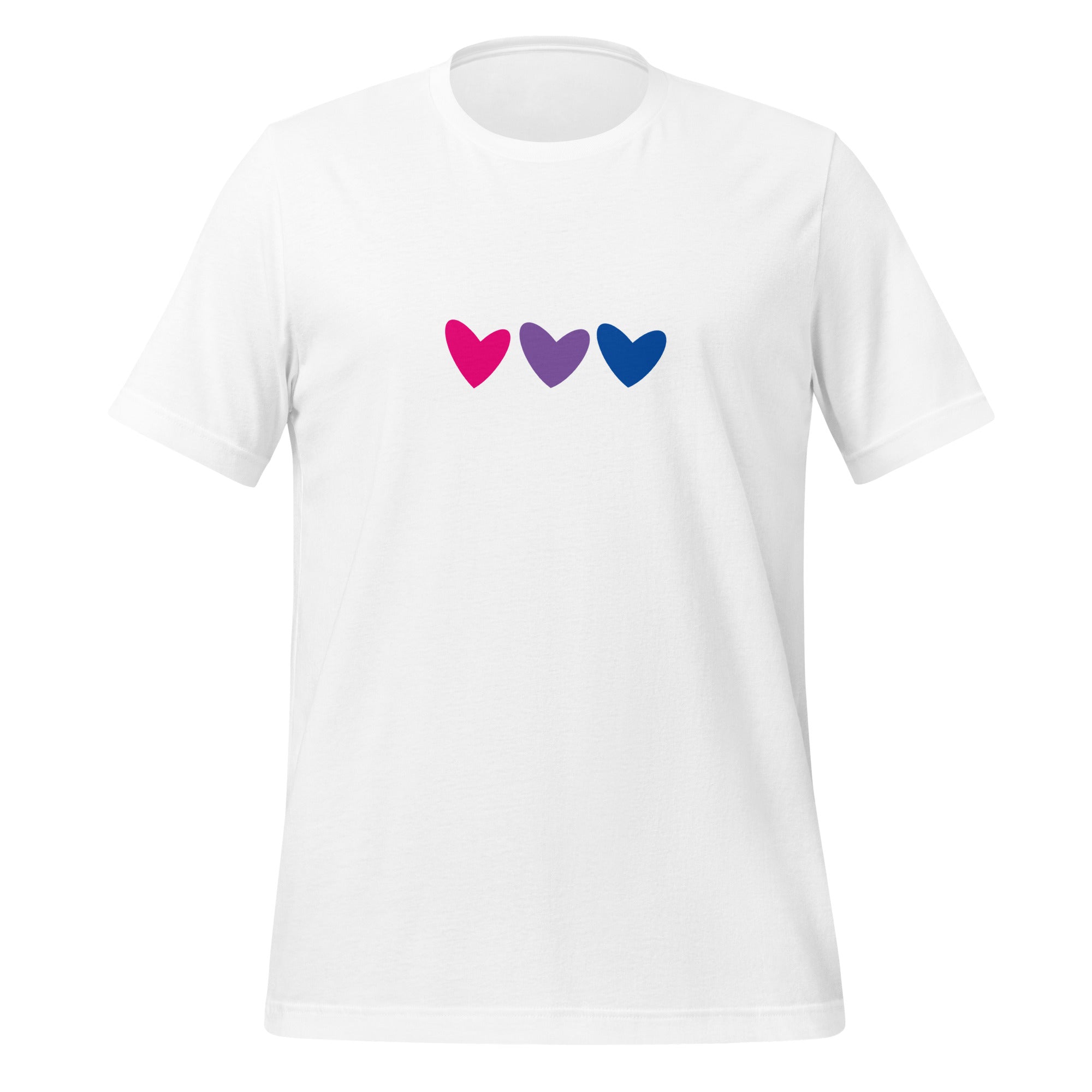 Camiseta unisex de corazones bisexuales