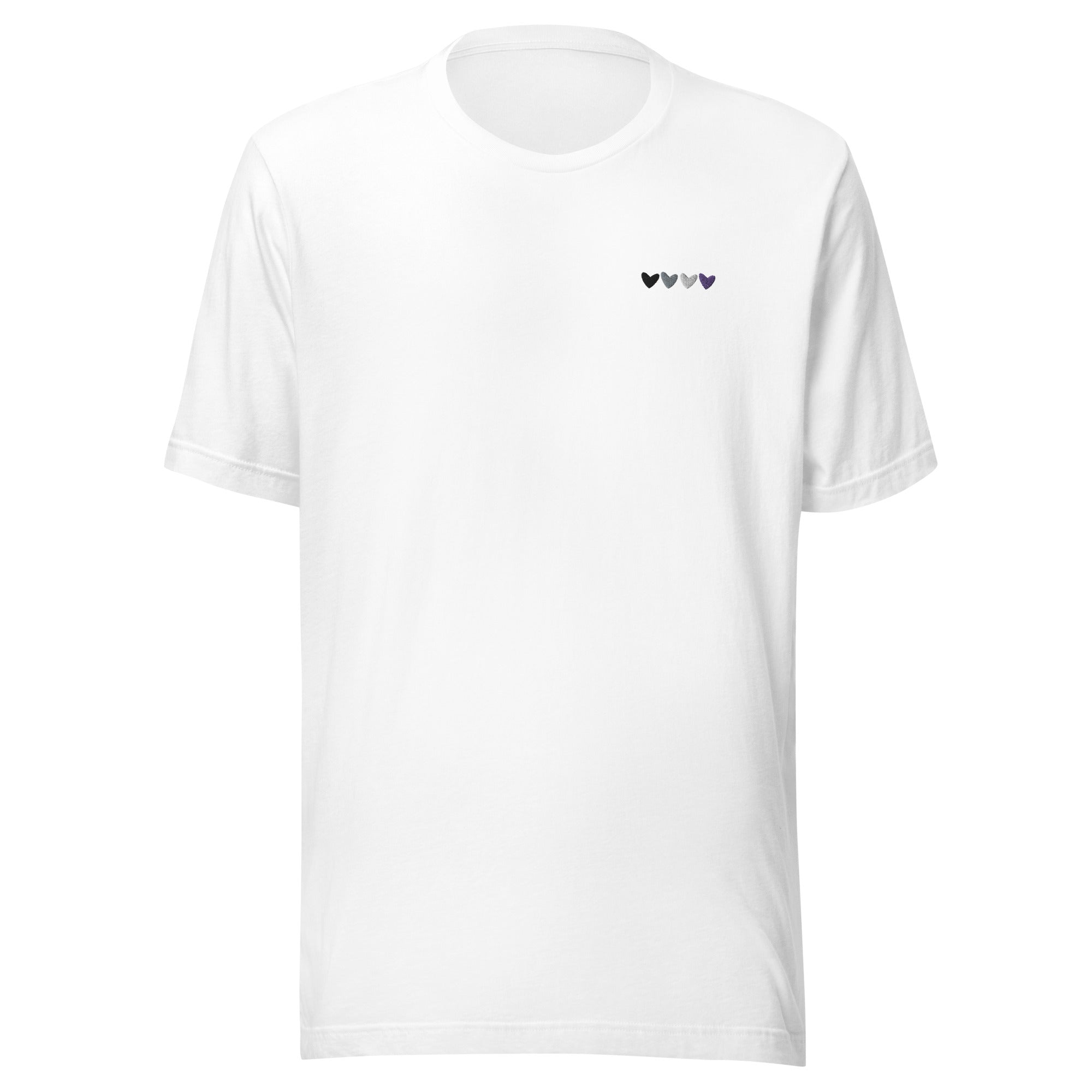 Camiseta unisex bordada con corazones asexuales