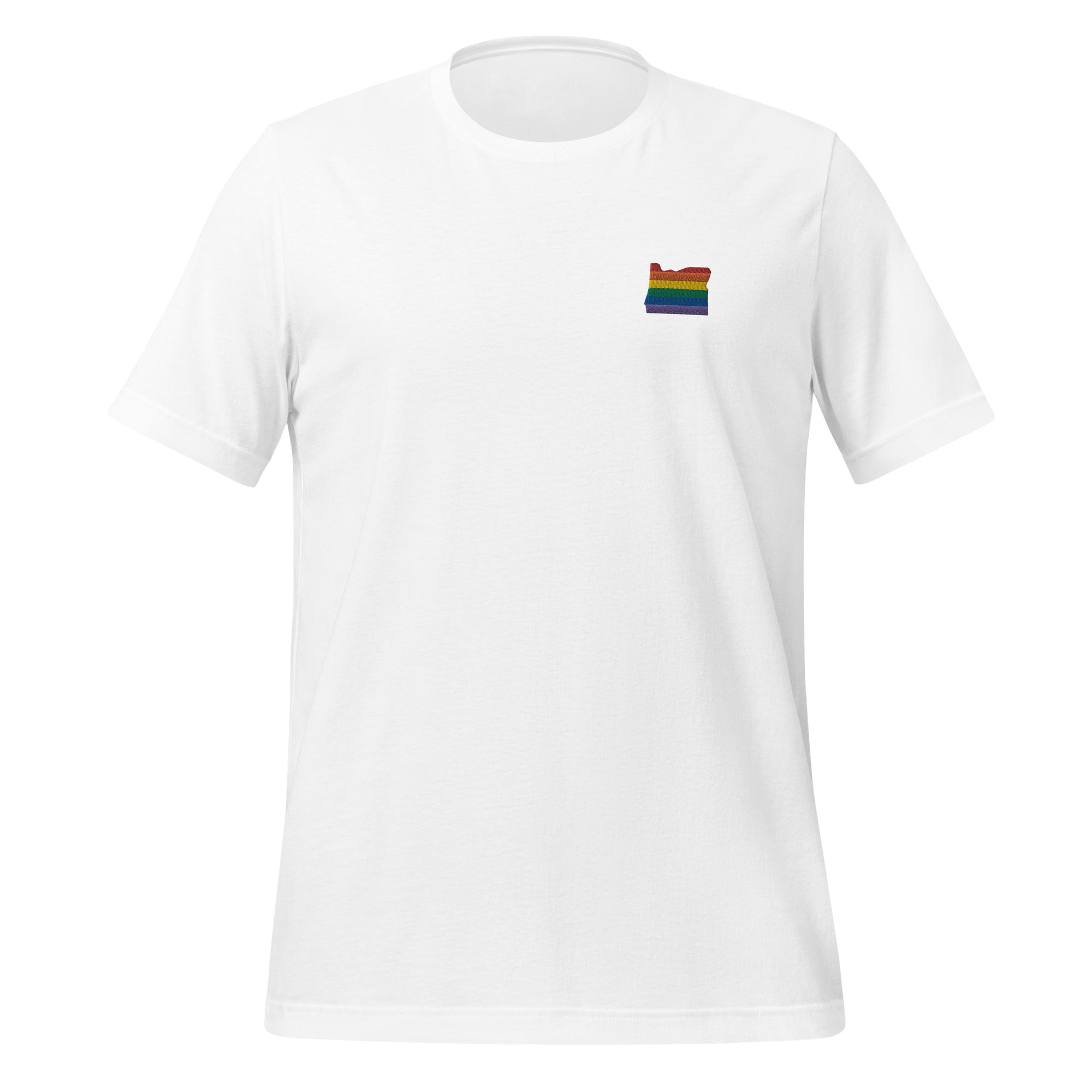 Camiseta unisex bordada con el arcoíris de Oregón