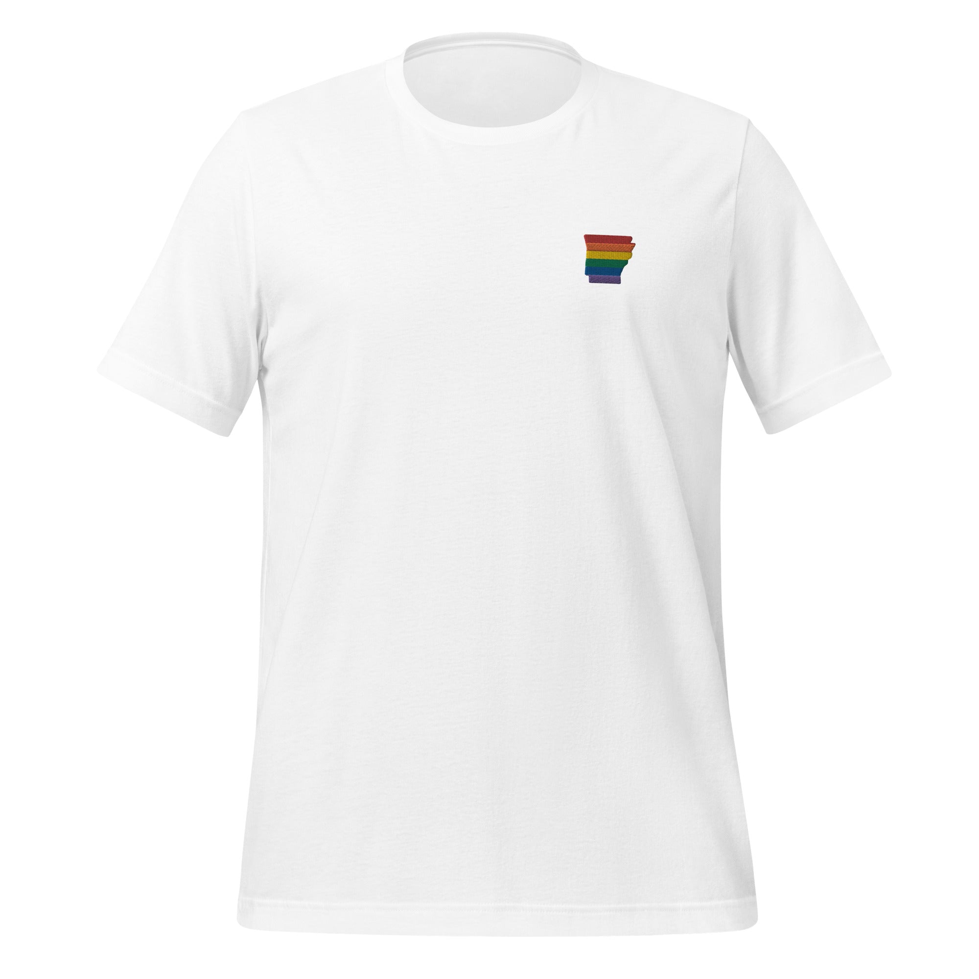 Camiseta unisex bordada con el arcoíris de Arkansas