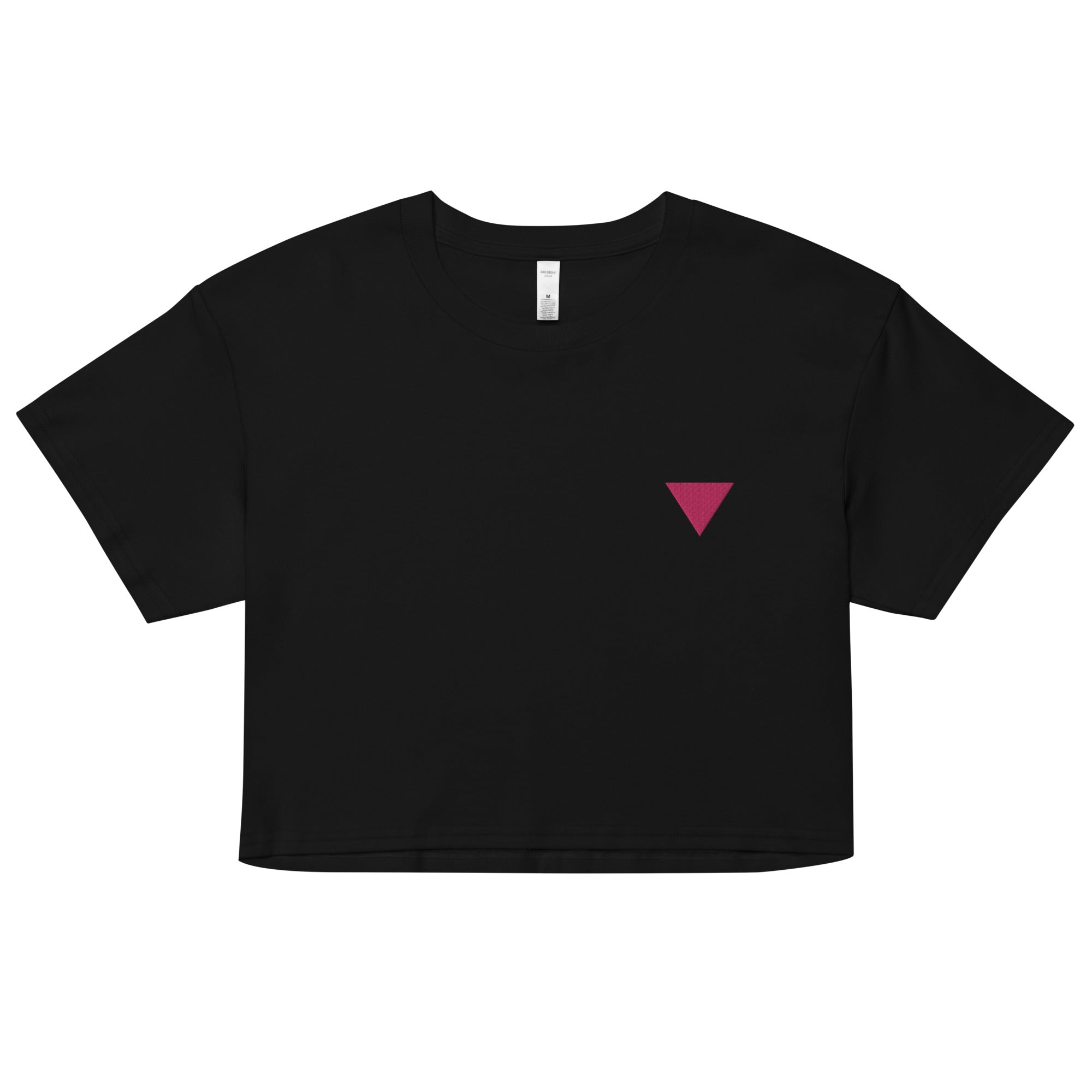 Top corto unisex con bordado de triángulos rosas