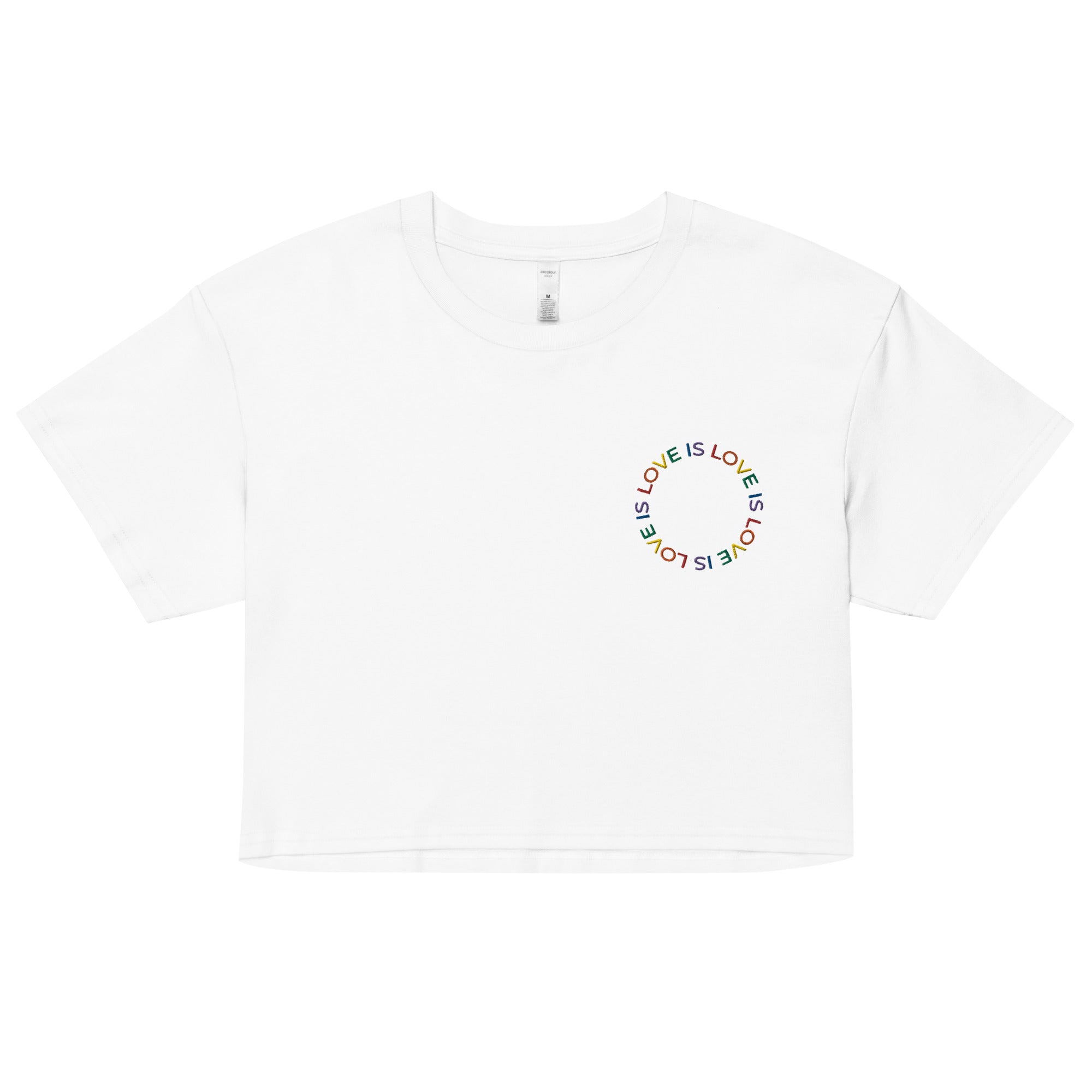 Top corto unisex bordado "Love is Love"