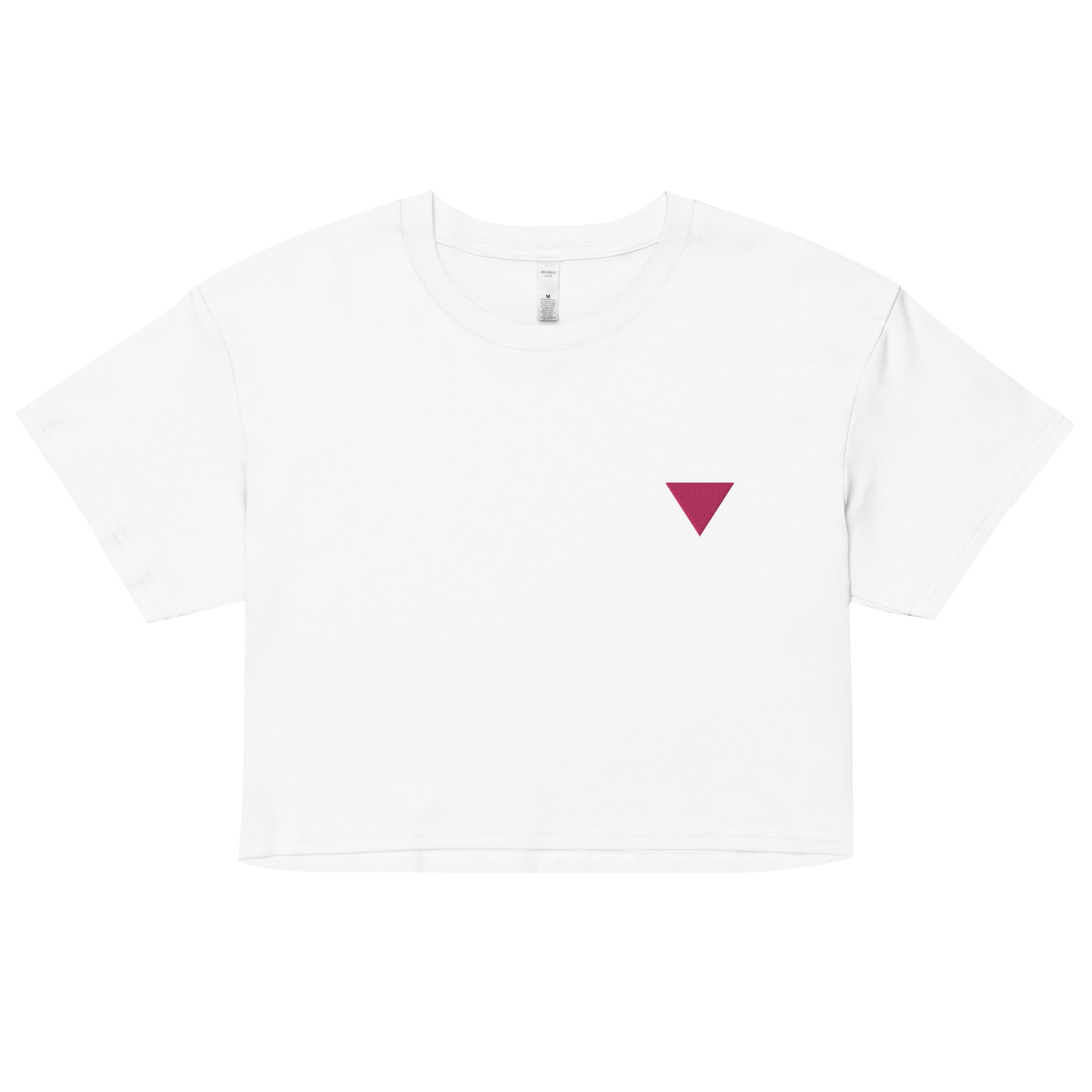 Top corto unisex con bordado de triángulos rosas