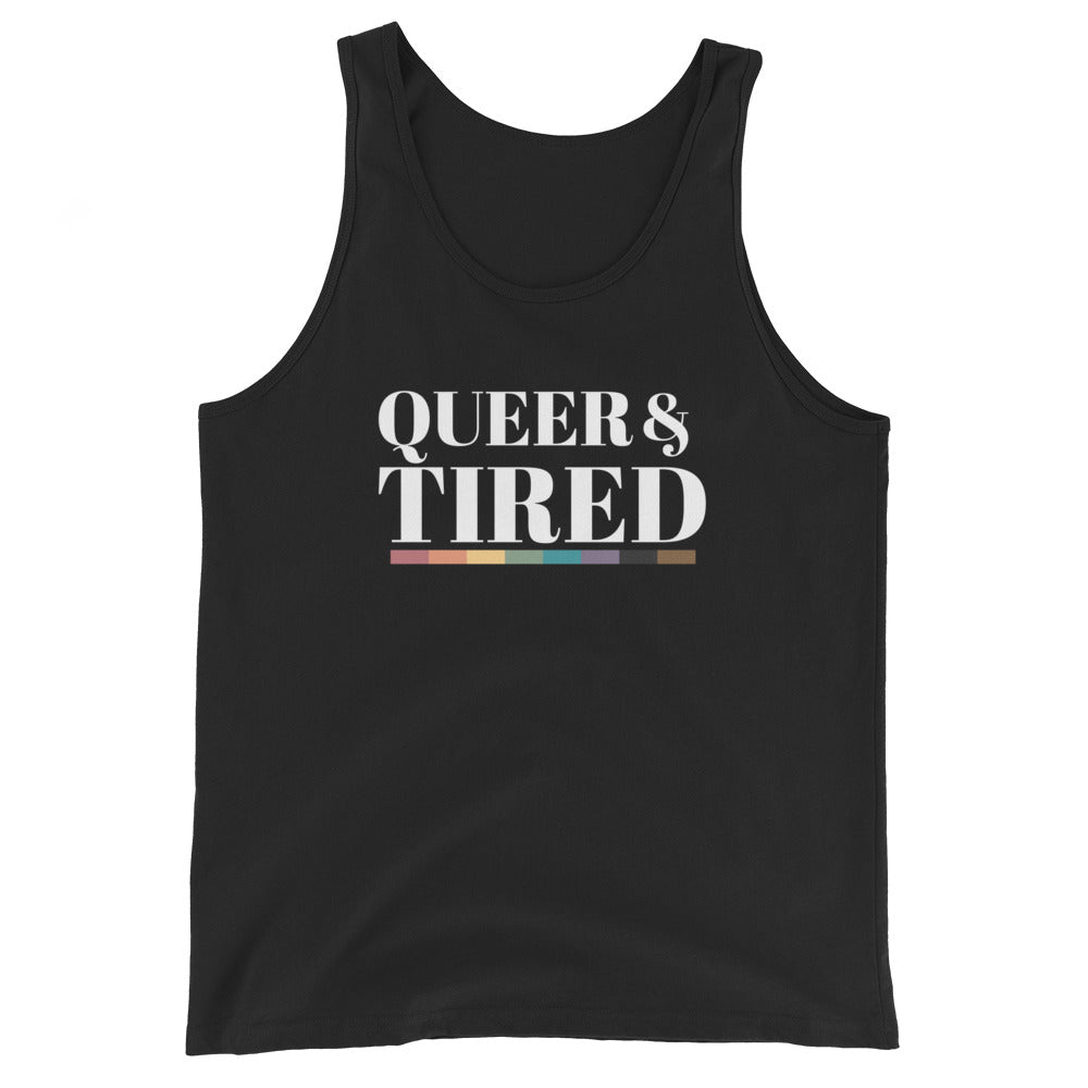 Camiseta sin mangas unisex Queer & Tired