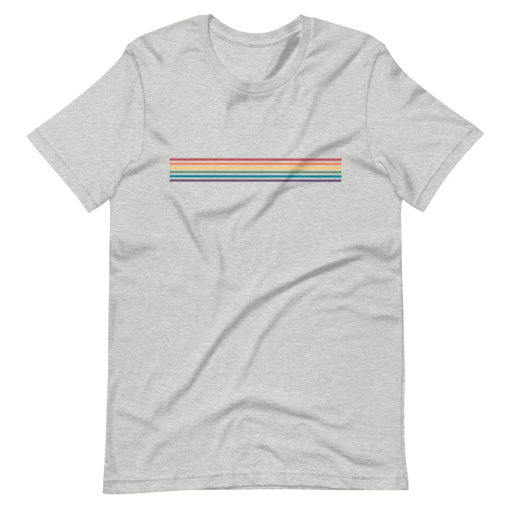 Camiseta unisex con rayas de arcoíris