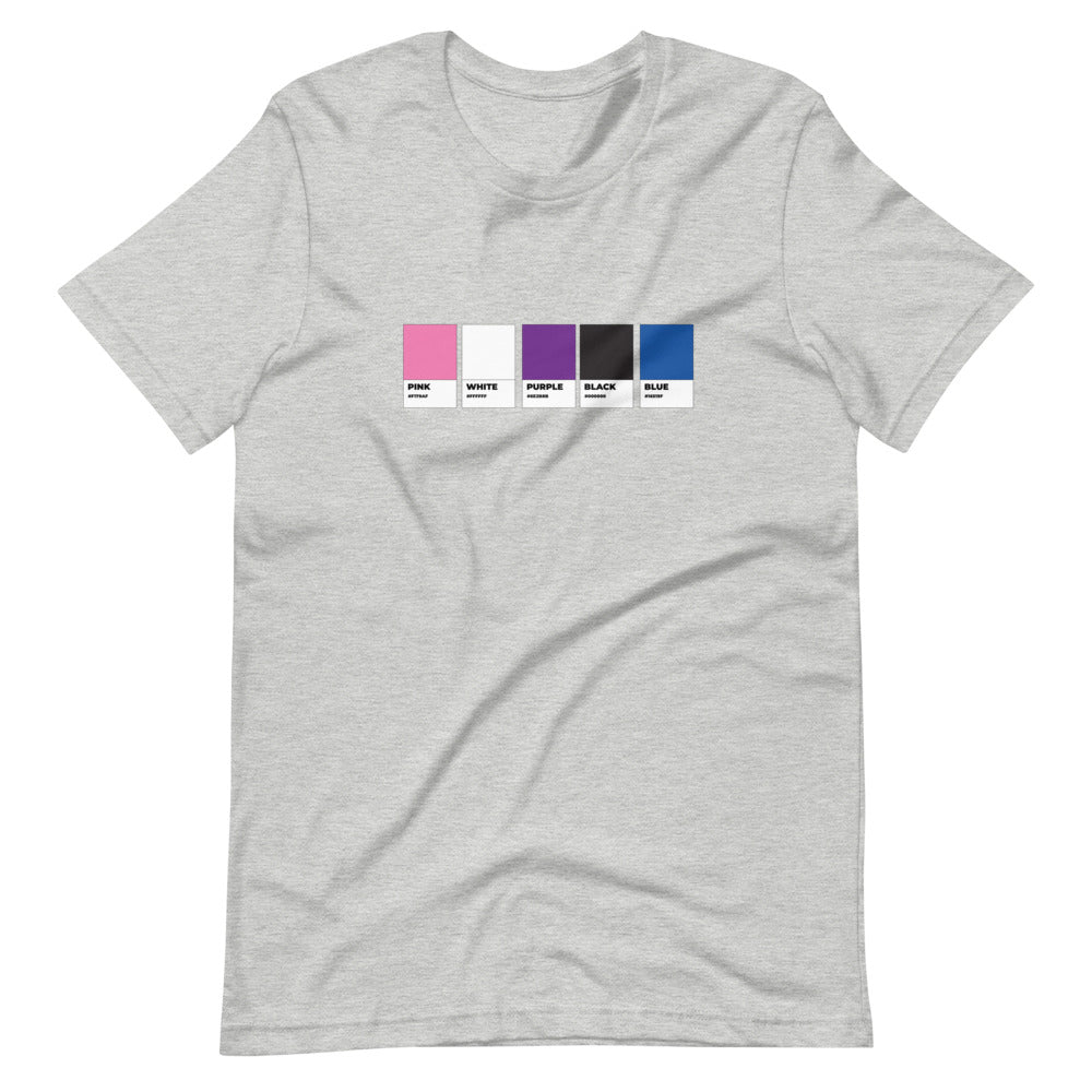 Camiseta unisex con muestra de colores de género fluido