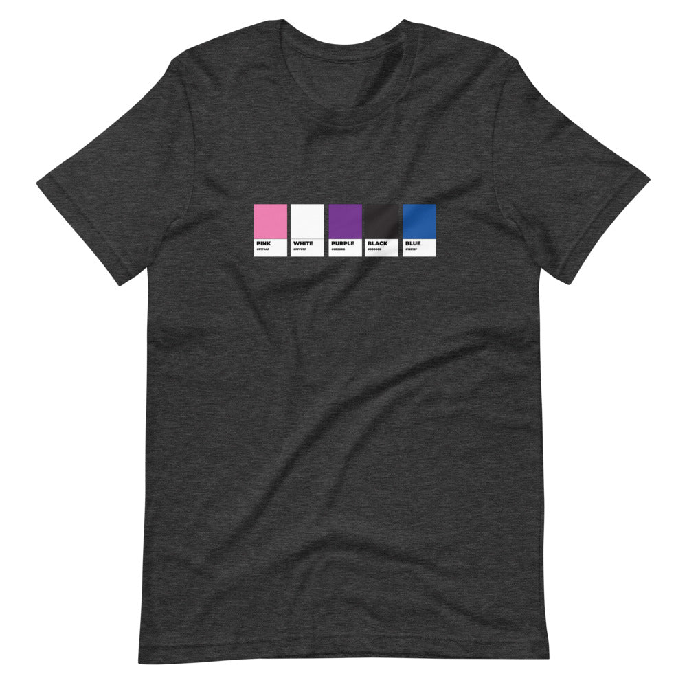 Camiseta unisex con muestra de colores de género fluido