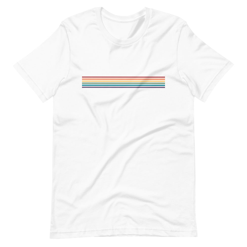 Camiseta unisex con rayas de arcoíris