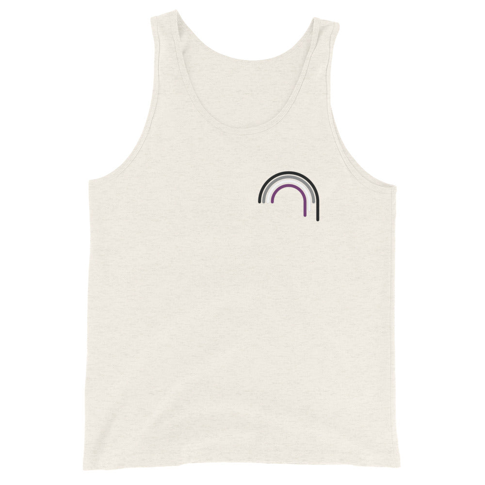 Camiseta sin mangas unisex con goteo de arcoíris asexual
