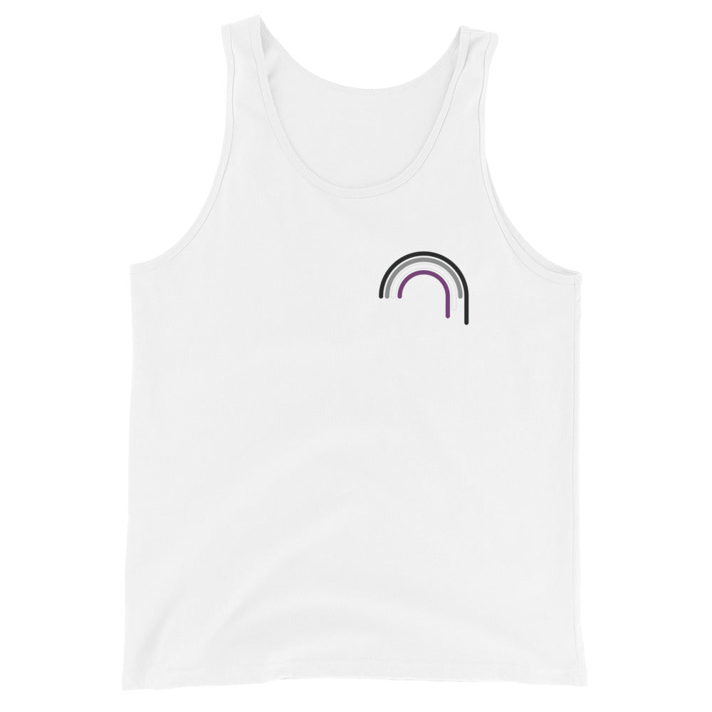 Camiseta sin mangas unisex con goteo de arcoíris asexual