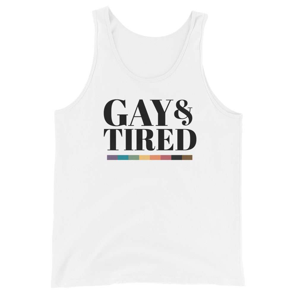 Camiseta sin mangas unisex Gay and Tired