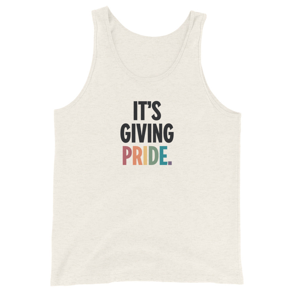 Camiseta sin mangas unisex "It's Giving Pride"