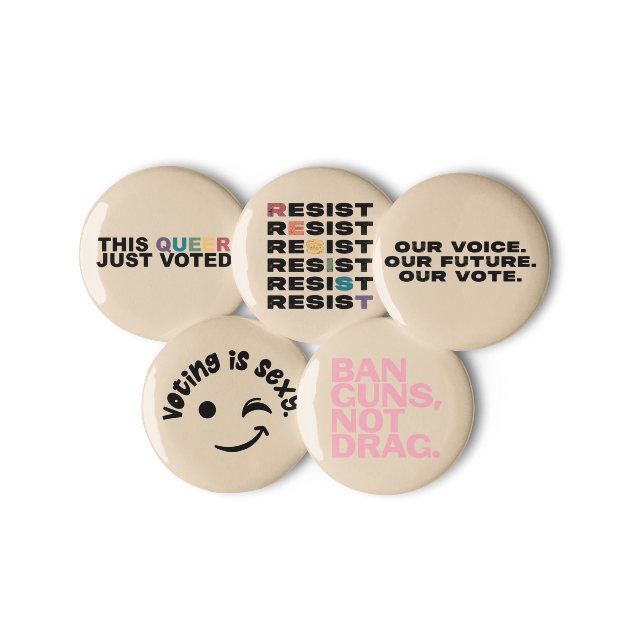Conjunto político de botones con pin