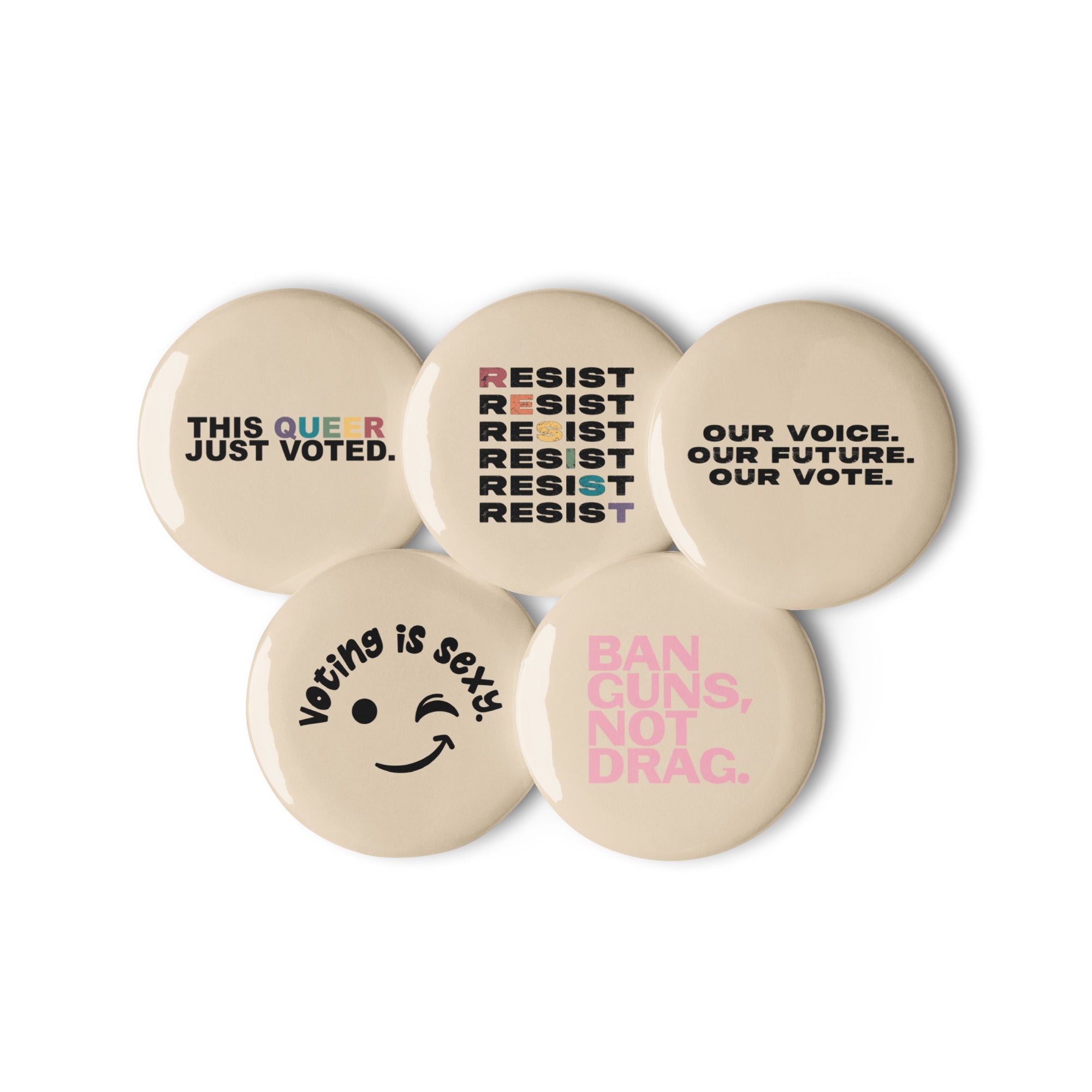 Conjunto político de botones con pin
