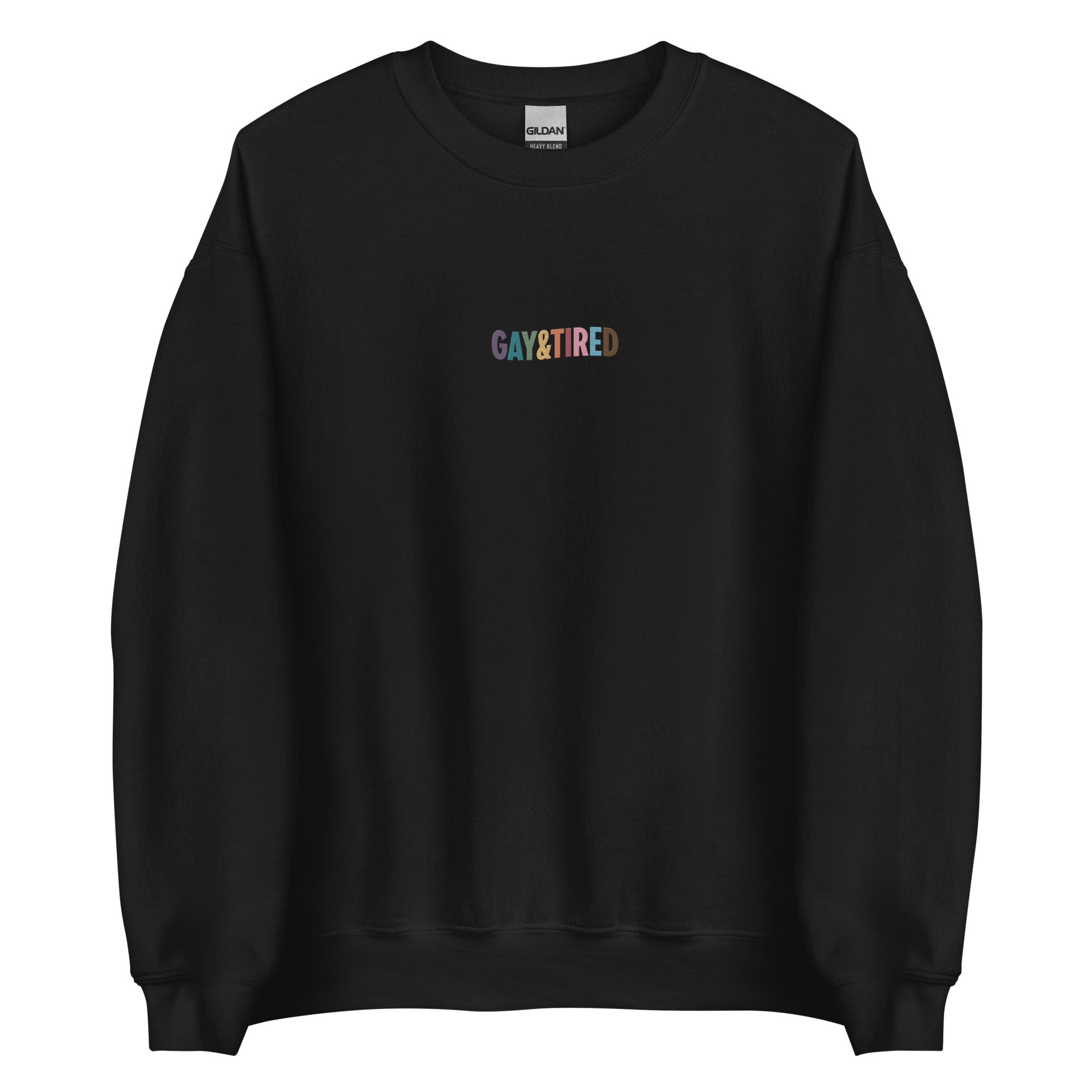 Sudadera unisex bordada con arcoíris de Gay &amp; Tired