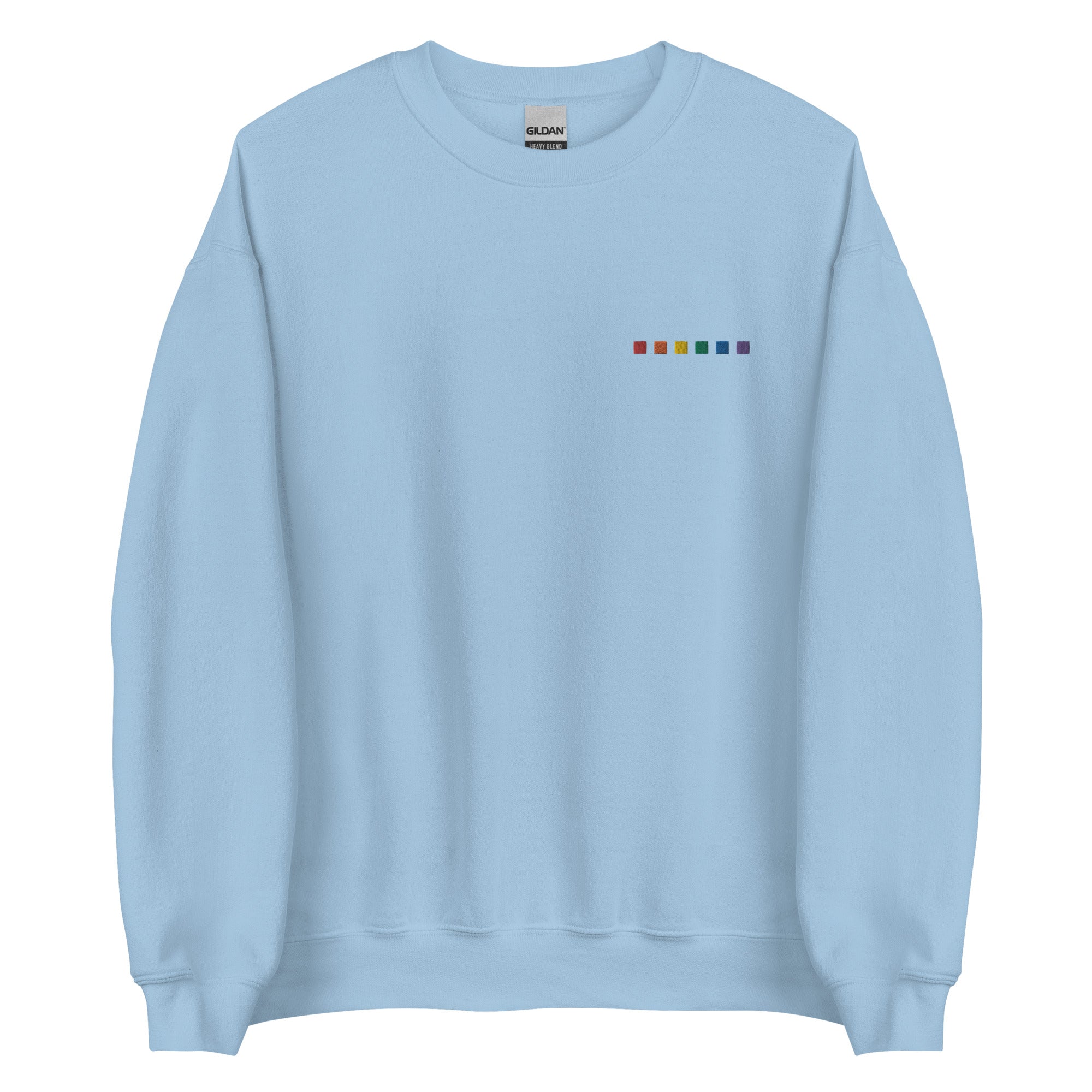 Sudadera unisex con cuadrados de arcoíris en el pecho izquierdo