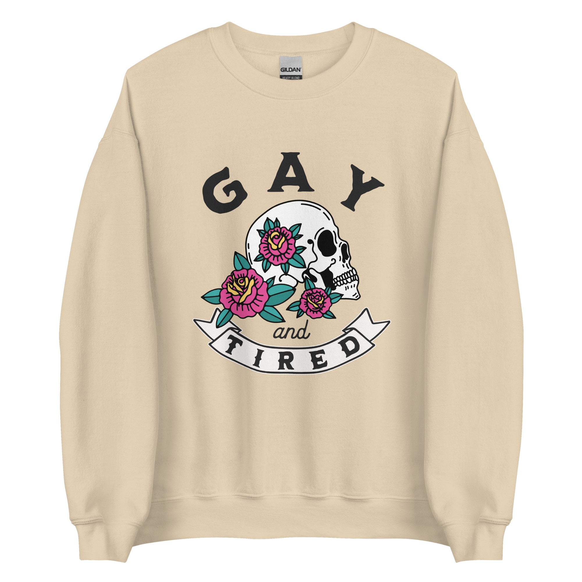 Sudadera unisex con calavera gay y cansada