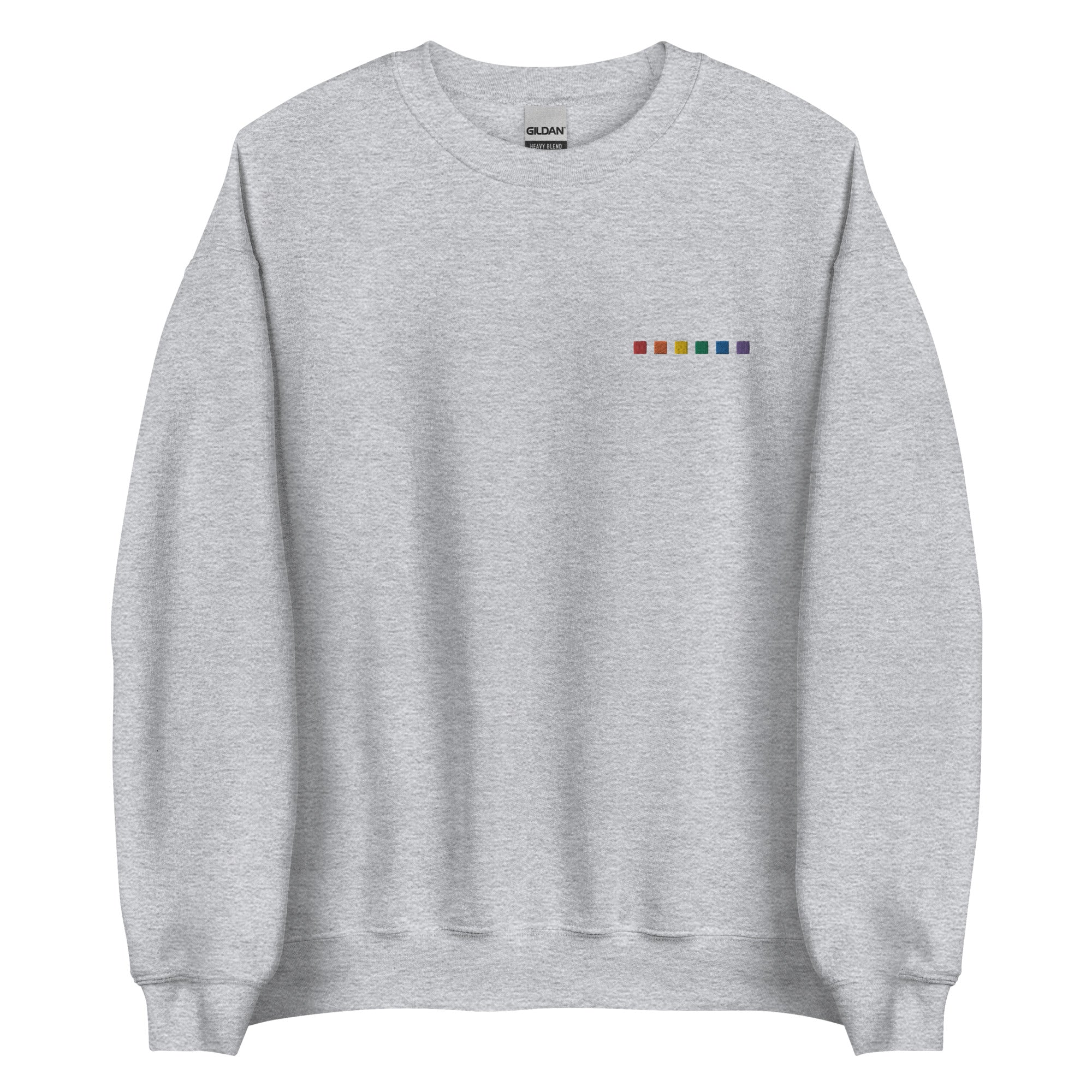 Sudadera unisex con cuadrados de arcoíris en el pecho izquierdo